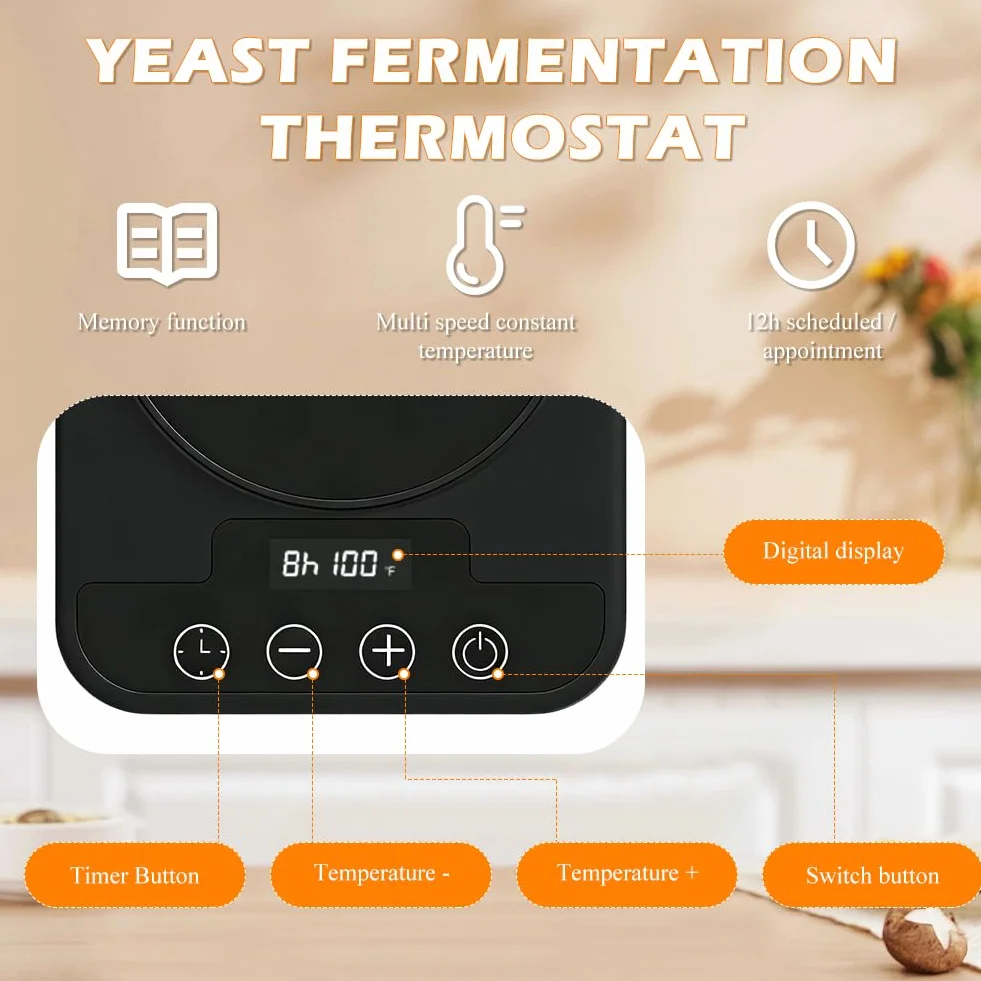 Lievito naturale set base 21-49°C timer 12 ore regolazione 1°C nero