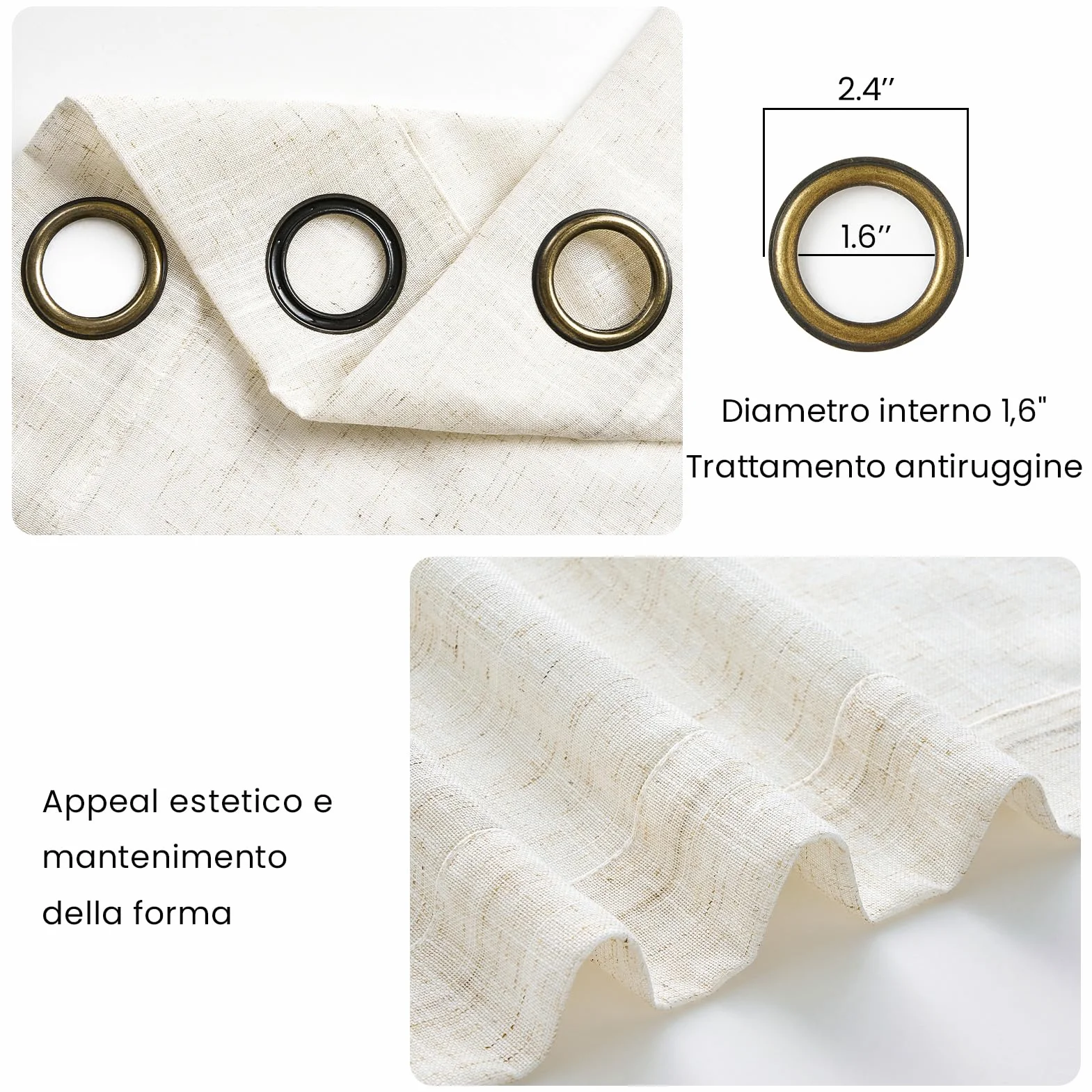 Topfinel Tende Per Interni Oscuranti Lino Tenda Camera Da Letto Bambini a Pannello con Occhielli in Voile Spessa Tenda Semitrasparente per Poggiorno da Letto Ufficio Naturale 2 Pezzi 140 x 260 cm
