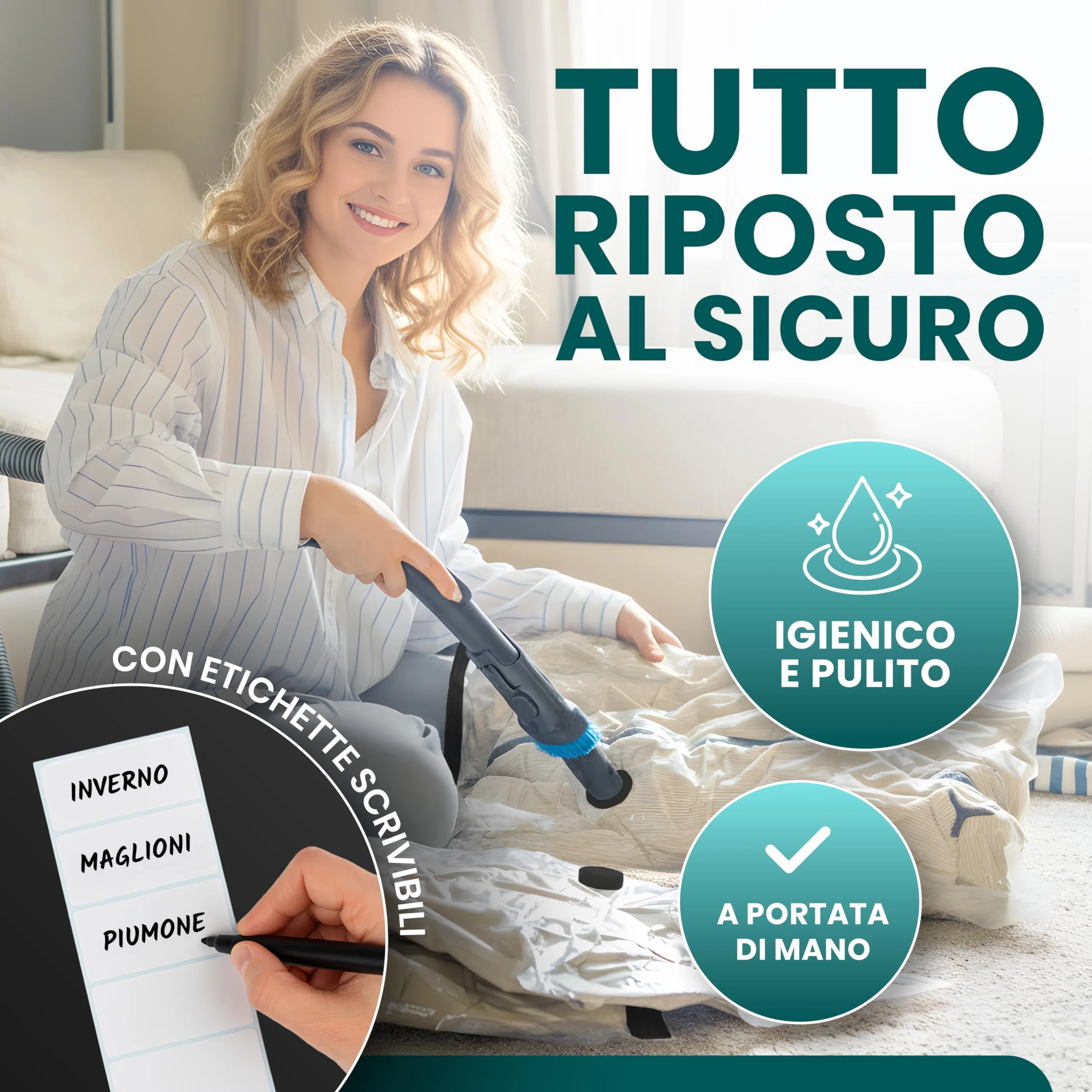 myHodo Sacchetti Sottovuoto XXL 80x120 cm 6 Pezzi Riutilizzabili Doppia Chiusura Ermetica