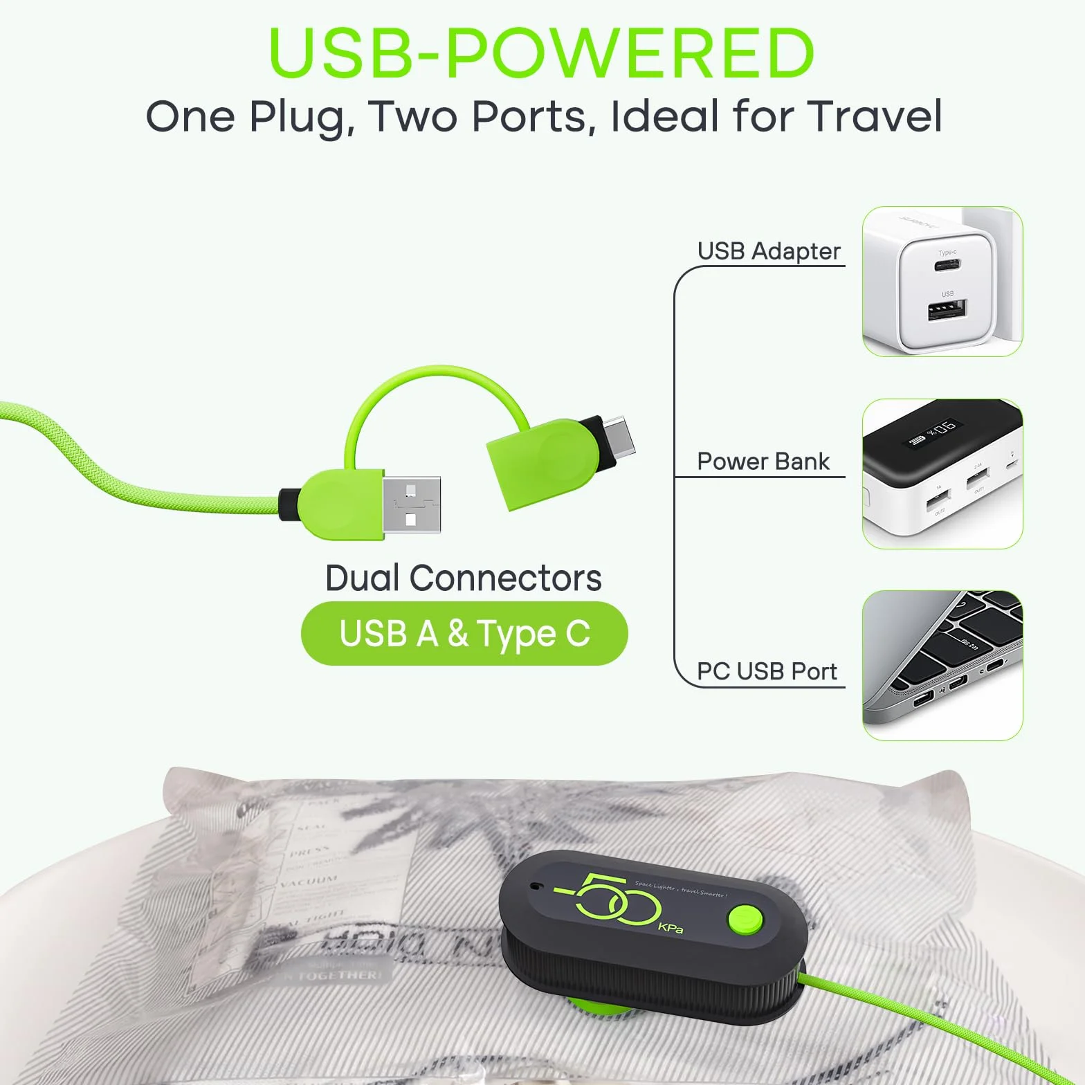 Sacchetti Sottovuoto Vestiti Viaggio con Pompa USB, Set di 12 Buste Riutilizzabili Salvaspazio