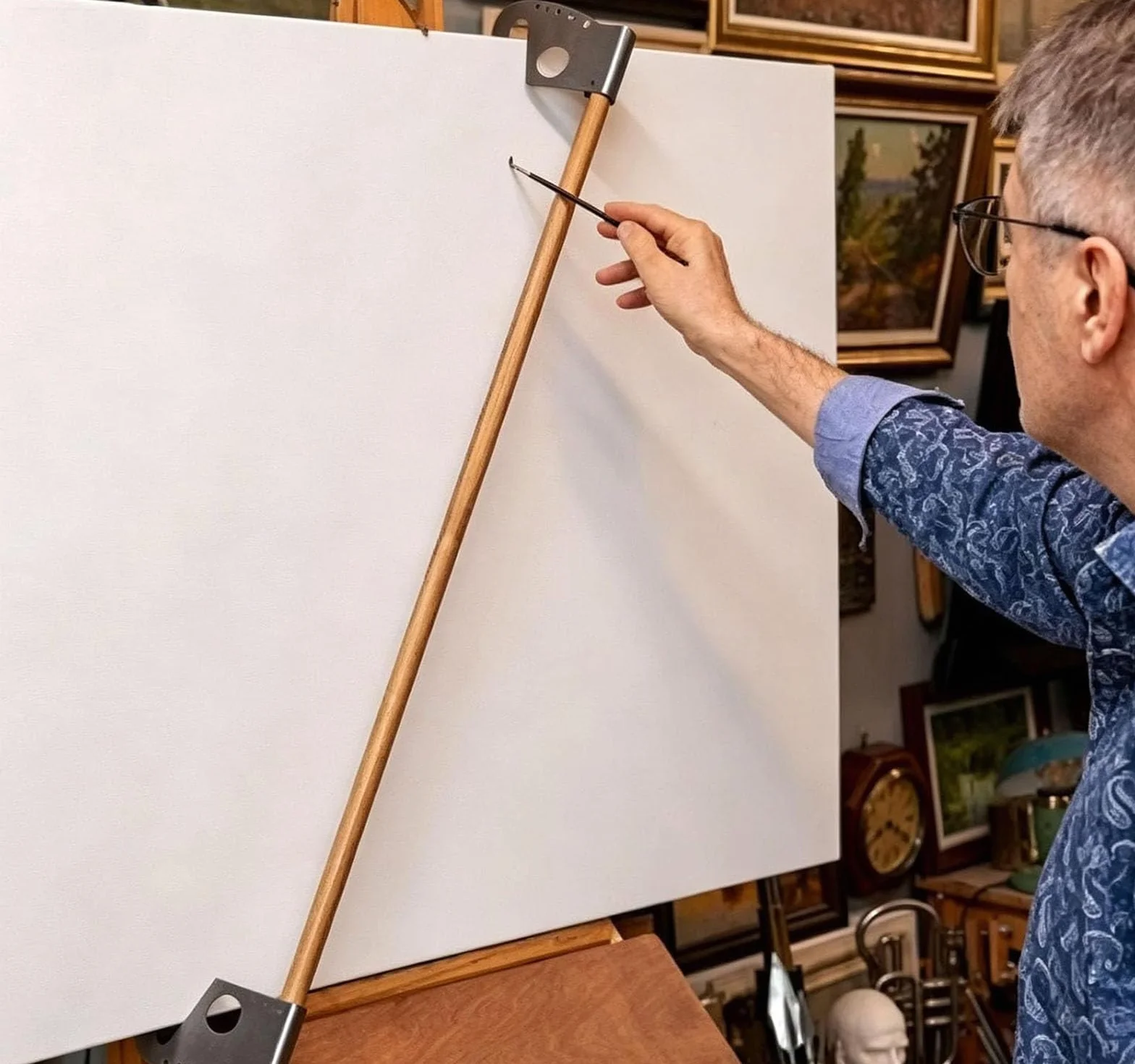 Ponte di supporto per mano artista, barra regolabile poggiamano cavalletto, pittura disegno dettaglio