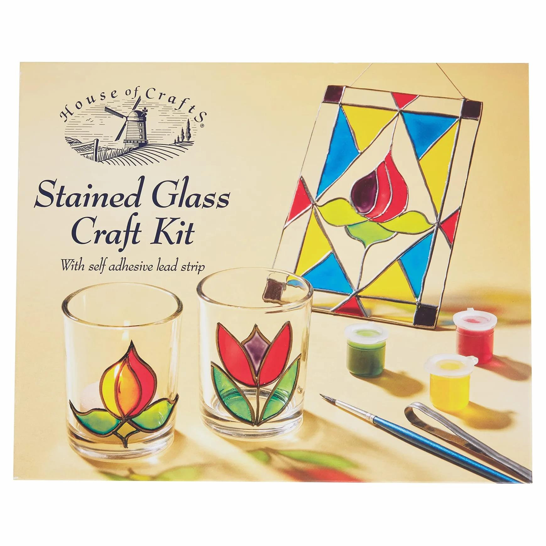 House Of Crafts Kit Bricolage Vetro Colorato per Principianti, Set Hobby con Vetro Votivo e Acchiappasole