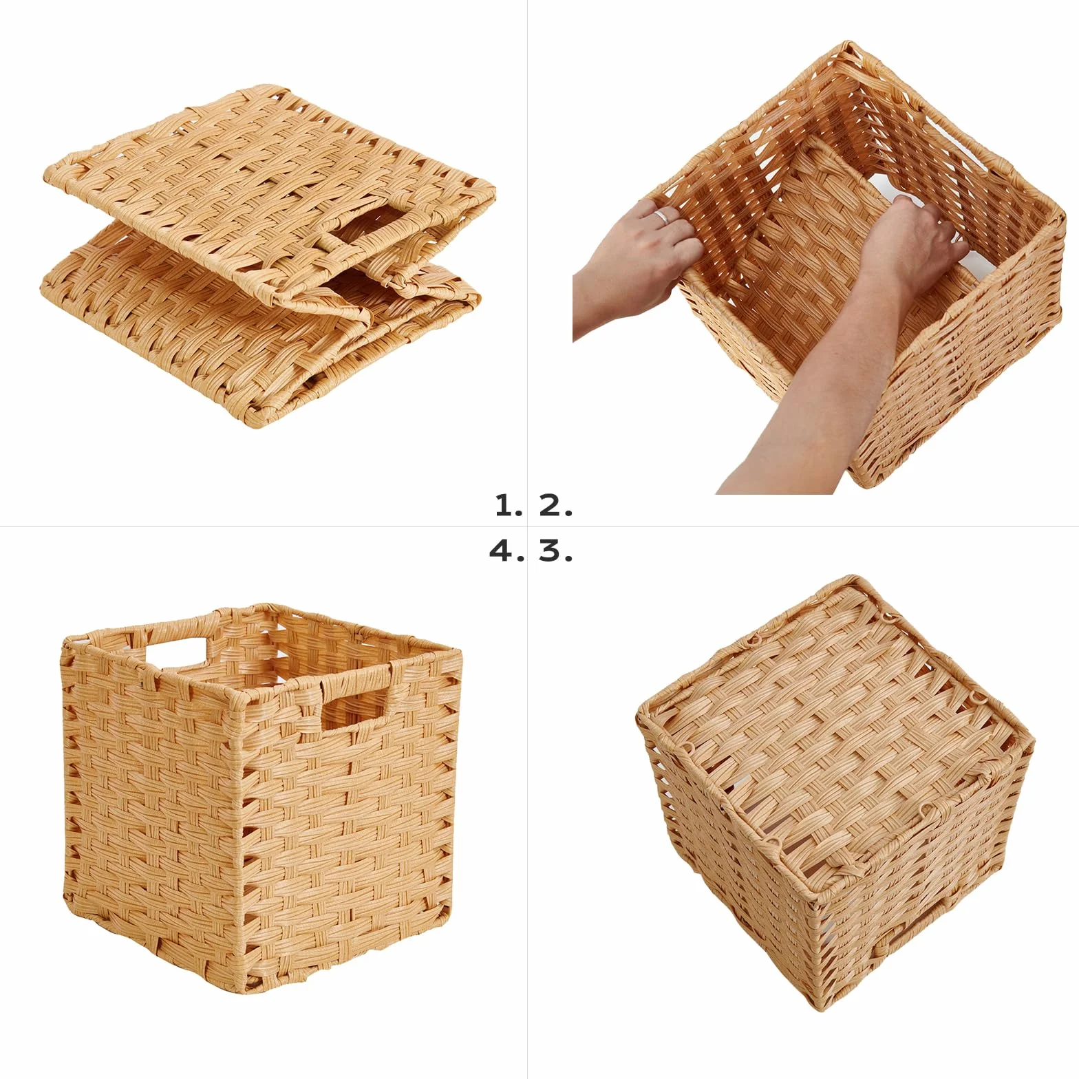 MANGATA Cubi portaoggetti 28x28x28 cm cesto intrecciato polipropilene Popcorn 2 pezzi