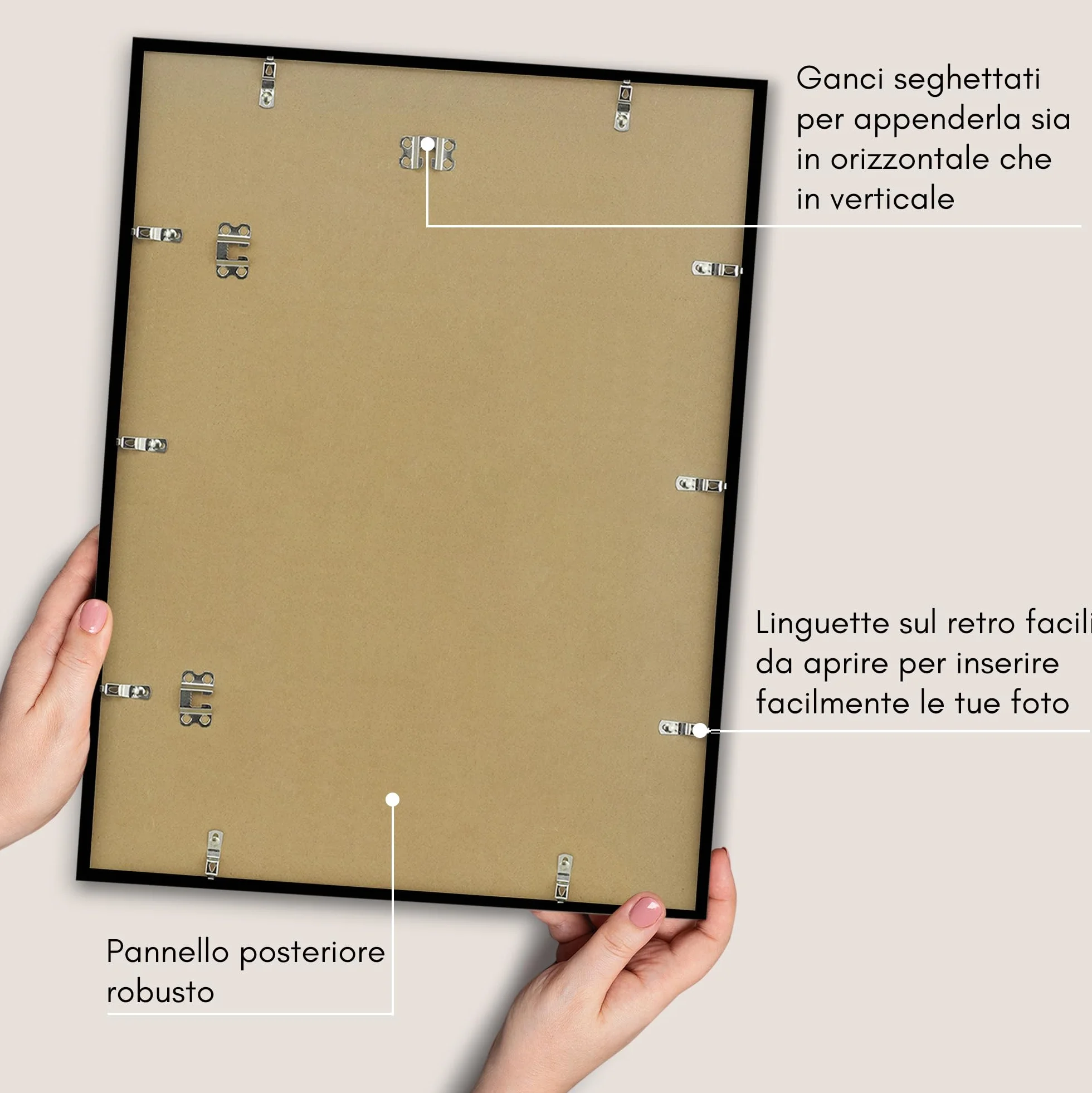 Americanflat Cornice Nera 45x60 cm Portafoto con Bordo Sottile e Ganci Seghettati