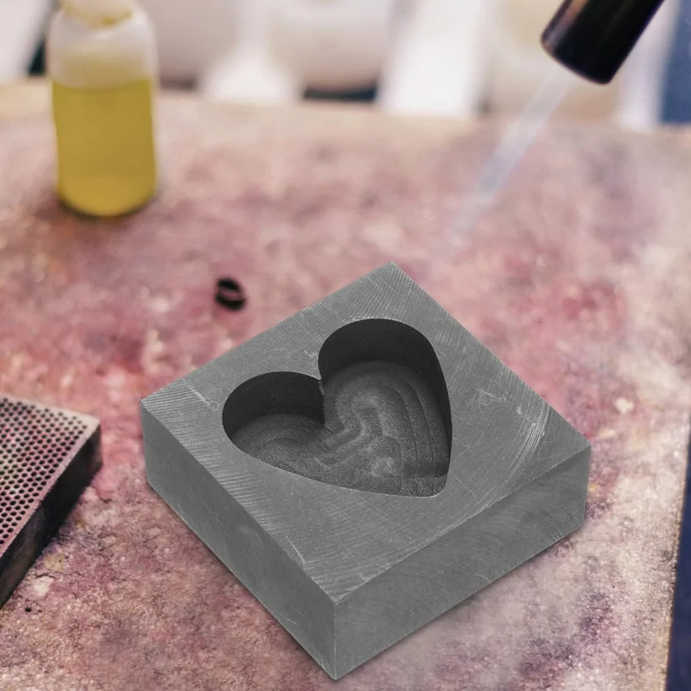 Operitacx Stampo di Grafite a Forma di Cuore 2 Pollici per Fusione Fai da Te di Metalli Come Oro Argento Rame Ottone Alluminio Resistente E Facile da Pulire