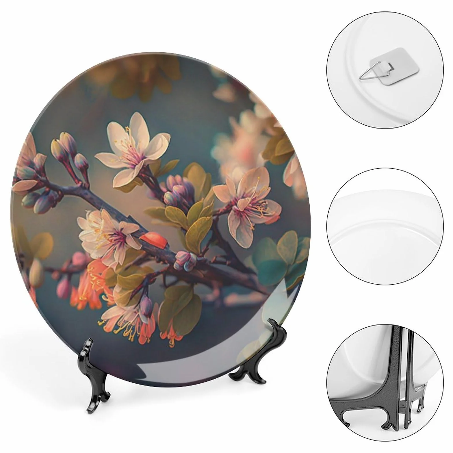 Piatti decorativi da appendere al muro, piatto in ceramica con supporto espositivo, decorazione per interni per armadi da cucina, vassoio rotondo da 20,3 cm