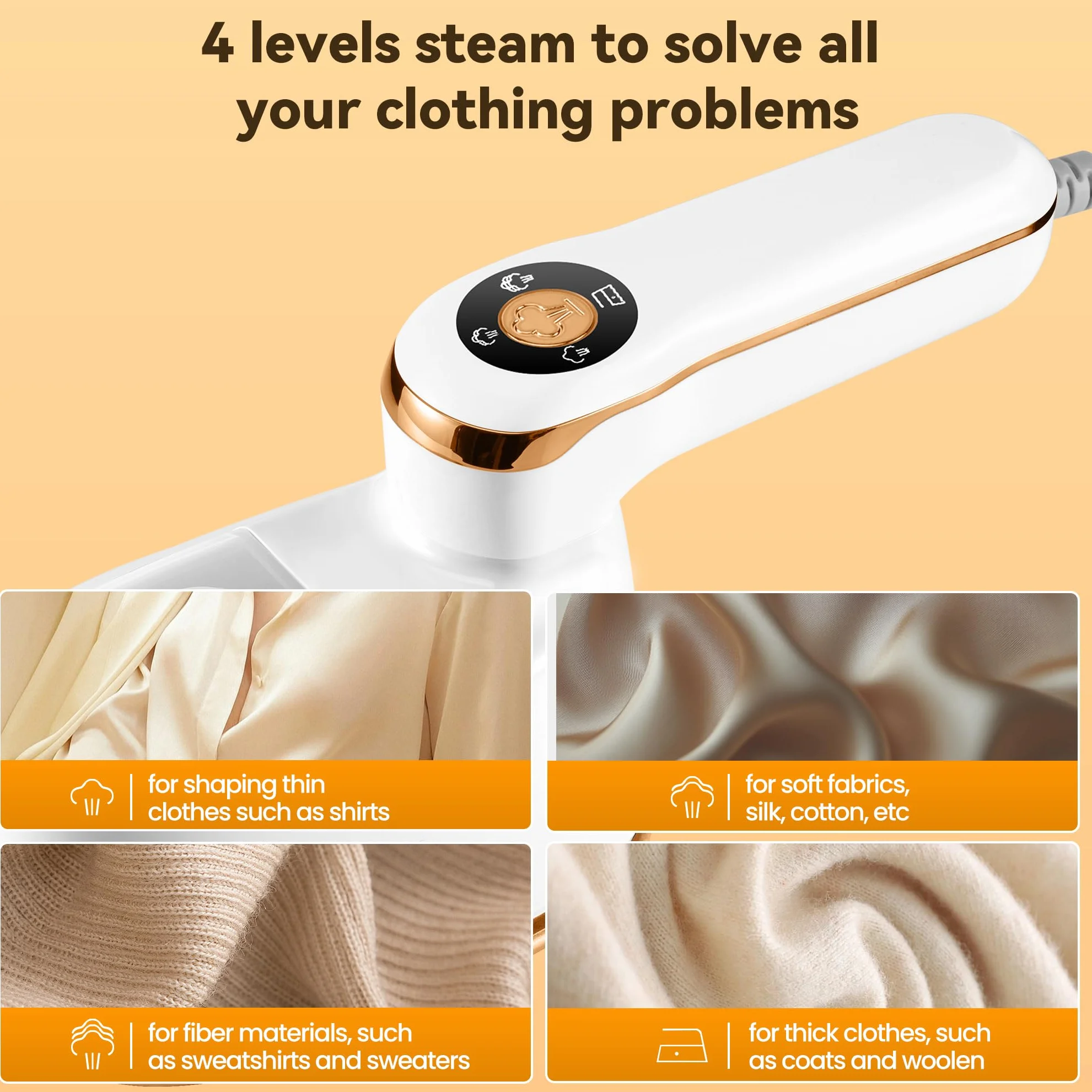 Annmiir Ferro da Stiro Verticale 1100W Ceramico 140x80 mm Vaporizzatore 4 Velocità LCD Riscaldamento Rapido 15s