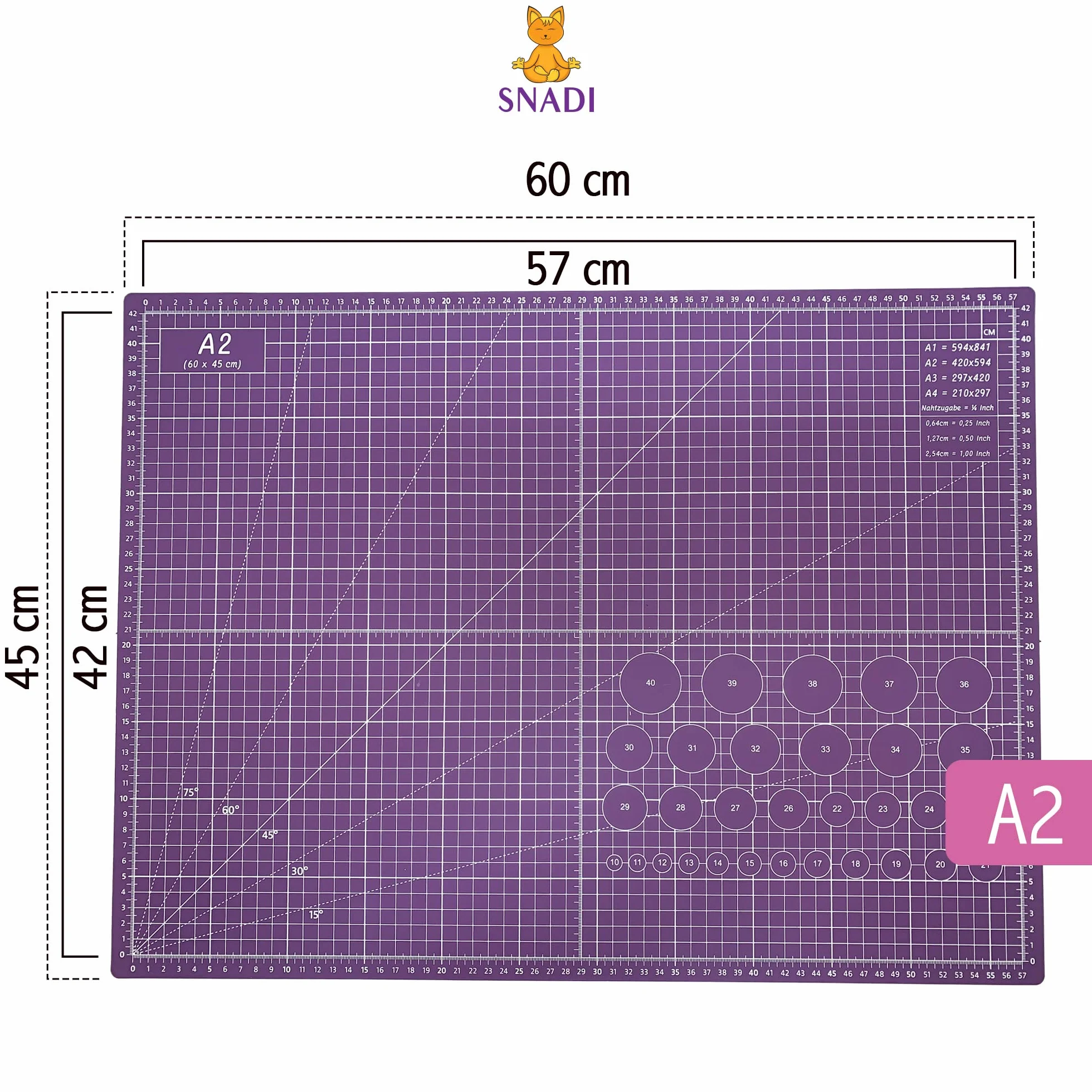Tappetino da Taglio Professionale A2 Auto-Rigenerante 60x45 cm, Rosa e Lilla