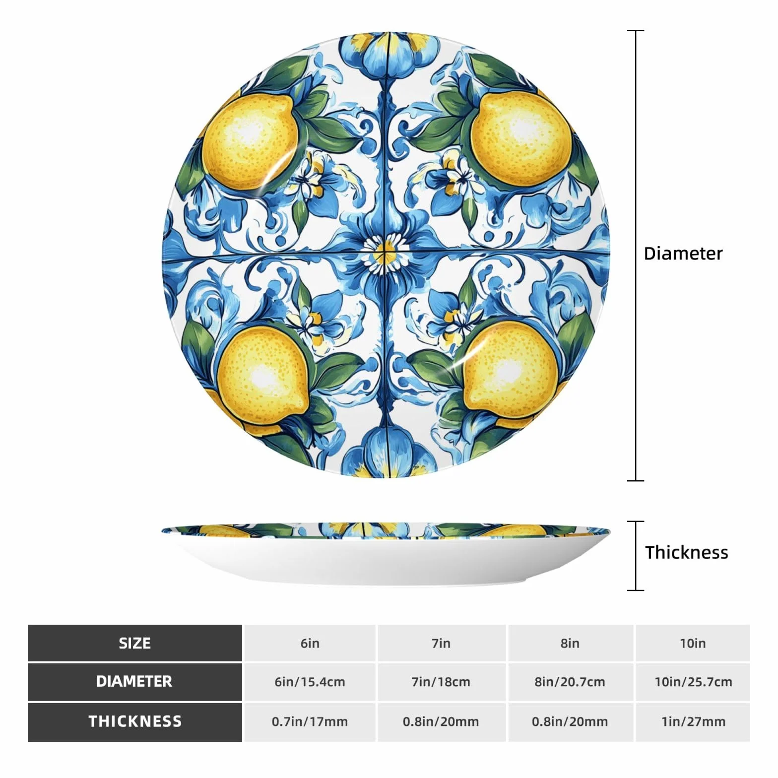 Bone China Piatto decorativo porcellana 20,3 cm 25,4 cm con supporto gancio ornamento parete tavolo
