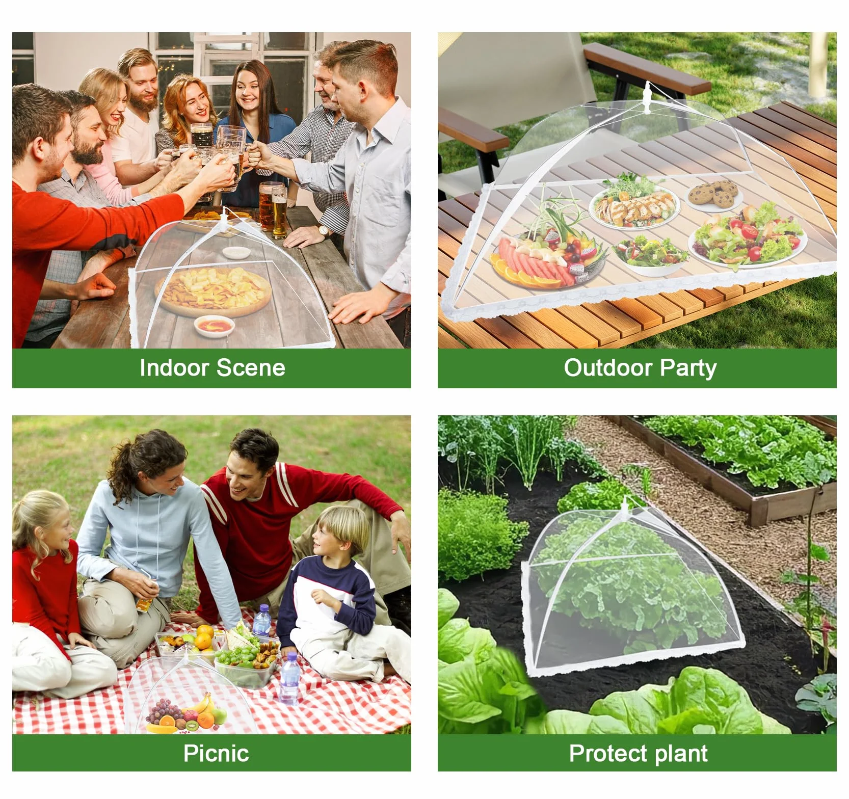 ilauke Confezione da 6 coperture per alimenti a rete, 3 dimensioni, pieghevoli, per picnic, campeggio, barbecue, riutilizzabili, con custodia