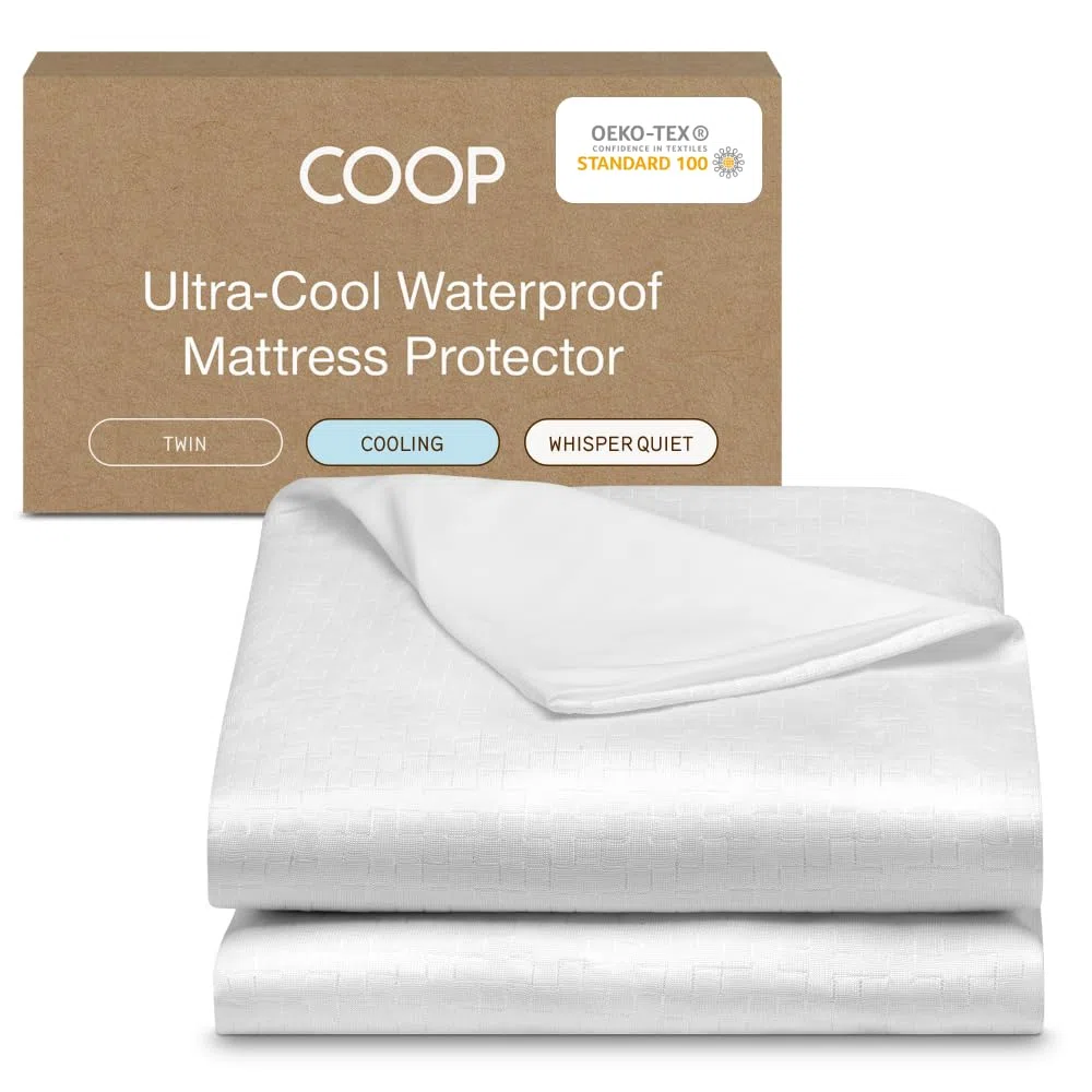 Coop Home Goods Coprimaterasso impermeabile ultra-fresco, coprimaterasso doppio, lavabile in lavatrice, protezione per letto silenzioso impermeabile, coprimaterasso rinfrescante per letto matrimoniale