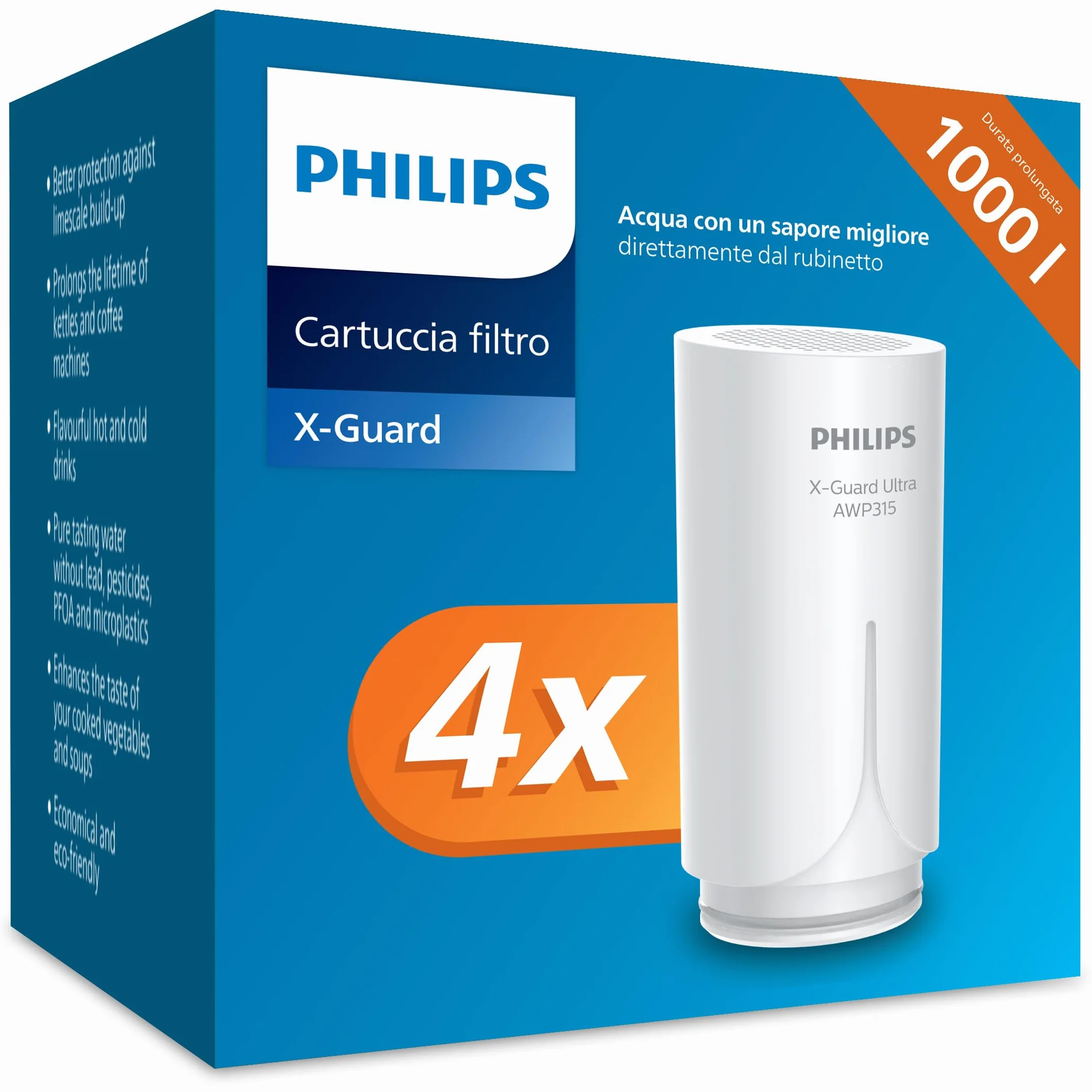 Philips Water Ontap Cartuccia filtrante AWP305P4/10, ultrafiltrazione, 1200 L, 4 confezione
