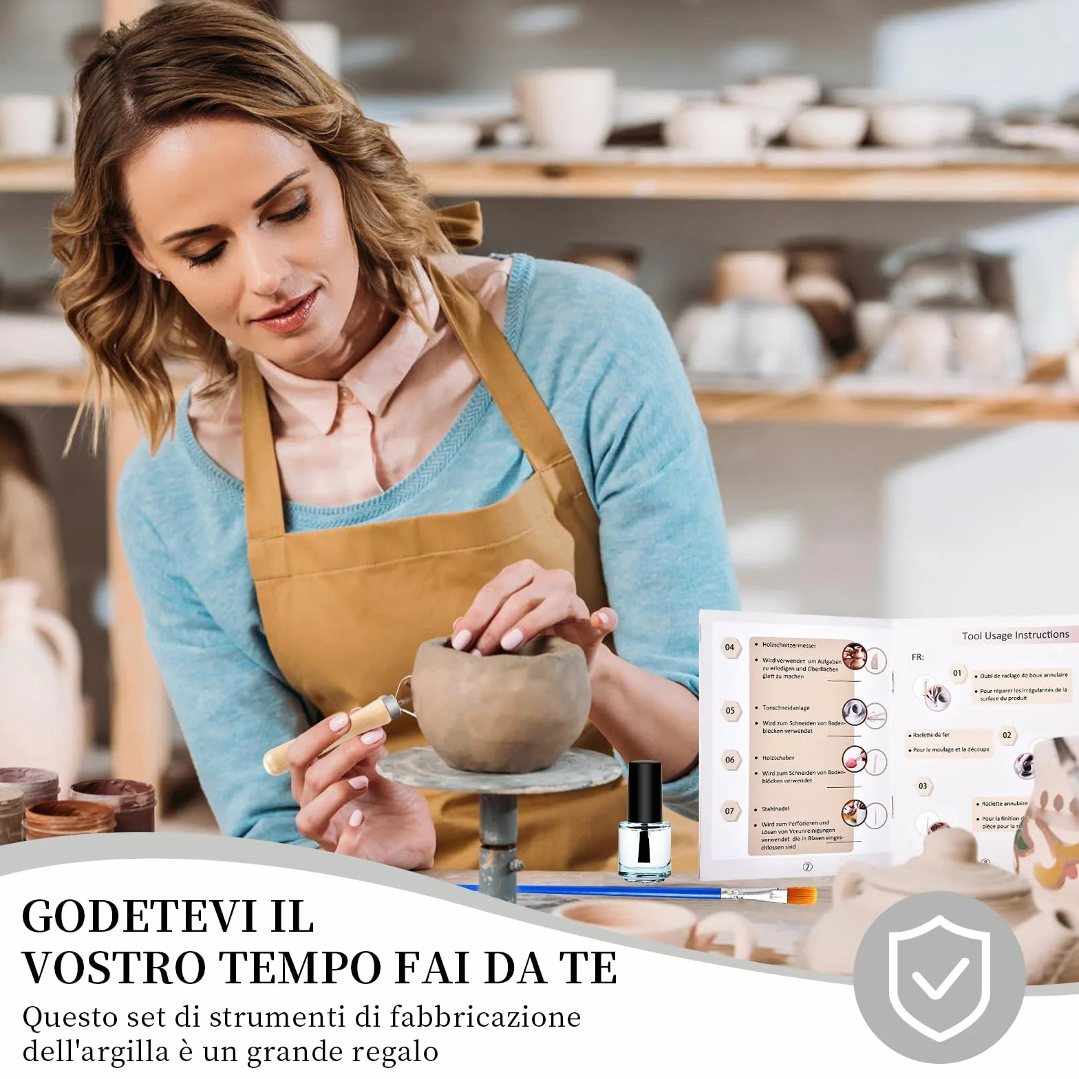 Kit Ceramica Fai da Te per Principianti, Set Argilla Senza Cottura Essiccata all'Aria