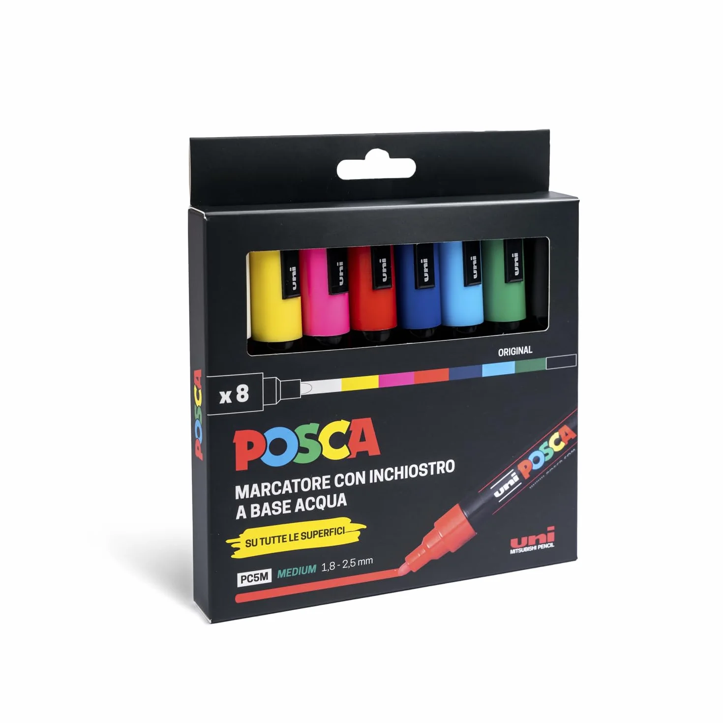 POSCA Uniposca Set Pennarelli Acrilici Punta Tonda 1.8-2.5mm per Tessuti Legno Vetro
