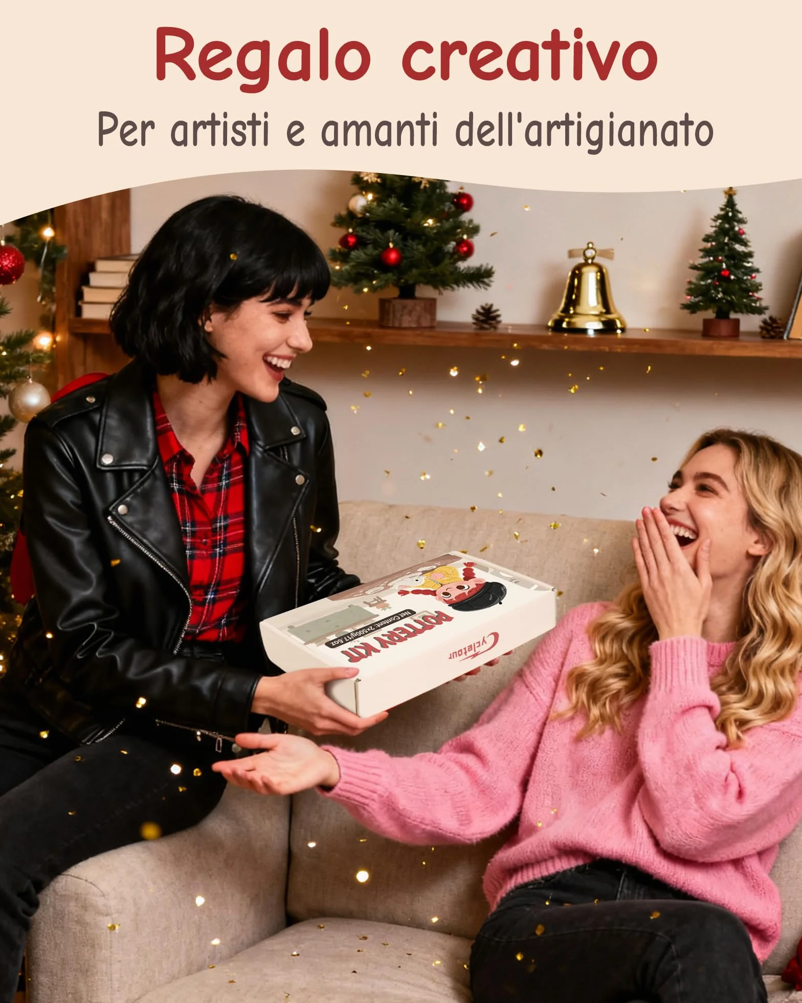 Kit Argilla Senza Cottura 1 kg con Vernice Lucida Trasparente e 6 Attrezzi Ceramica per Principianti e Adulti
