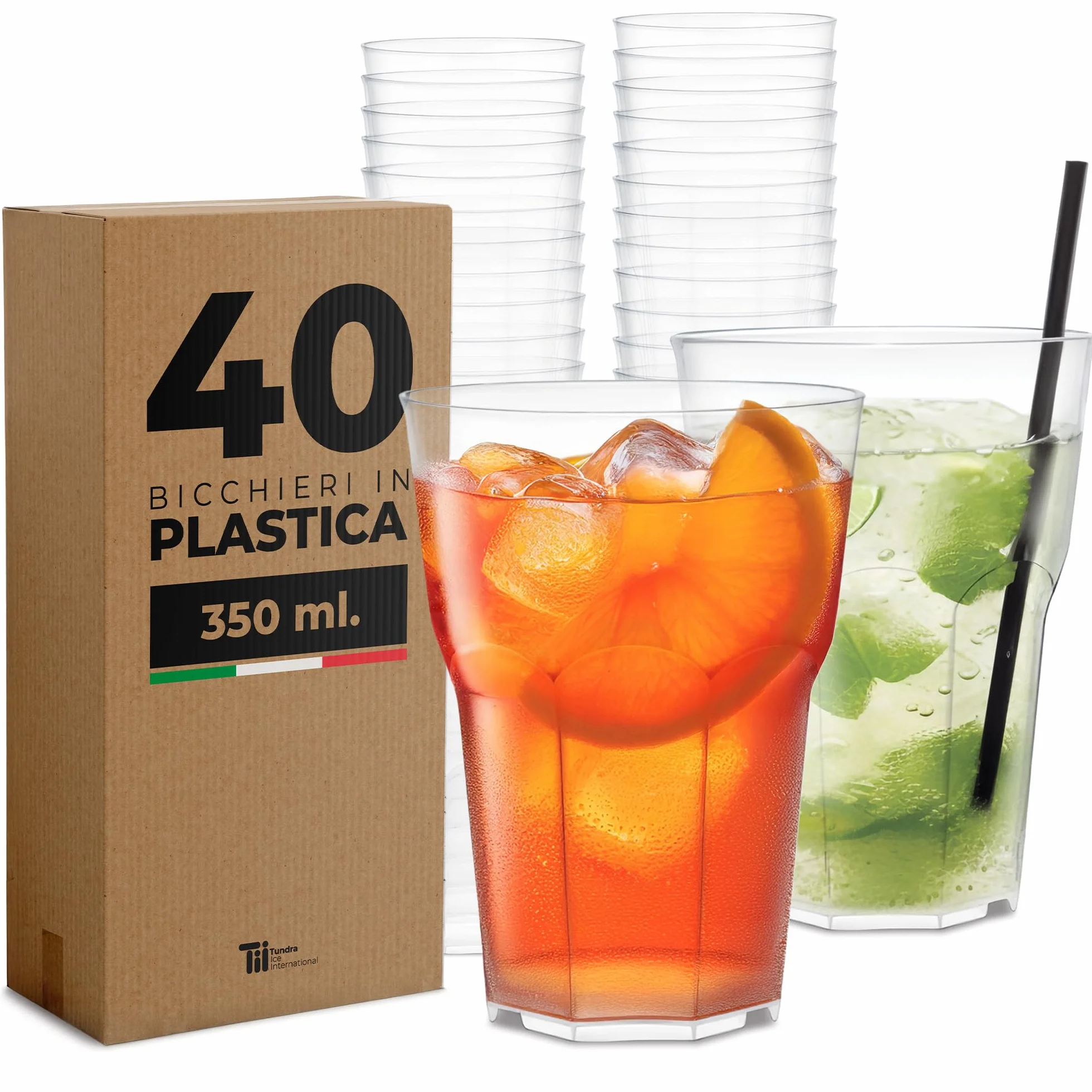 TUNDRA Bicchieri da Cocktail 350 ml BPA-Free Plastica Riciclabile Infrangibili Riutilizzabili Confezione 40