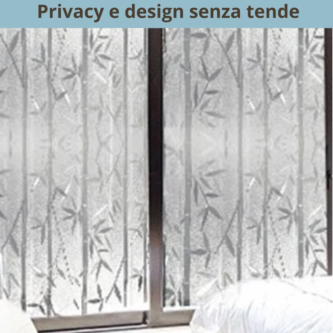 Pellicola decorativa Vetri (Bamboo, 60 x 200 CM) Protezione Privacy Autoadesiva senza colla Anti UV senza Residui Facile Applicazione Finestre Doccia Aderenza Statica Rimovibile Riutilizzabile