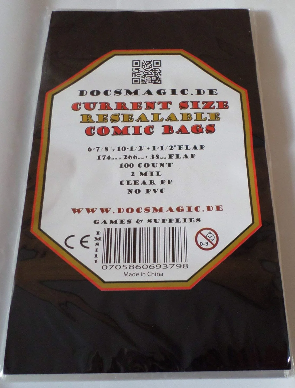 docsmagic.de 100 Current Size Resealable Comic Bags + Backing Boards - Combo Pack 174 x 266 mm