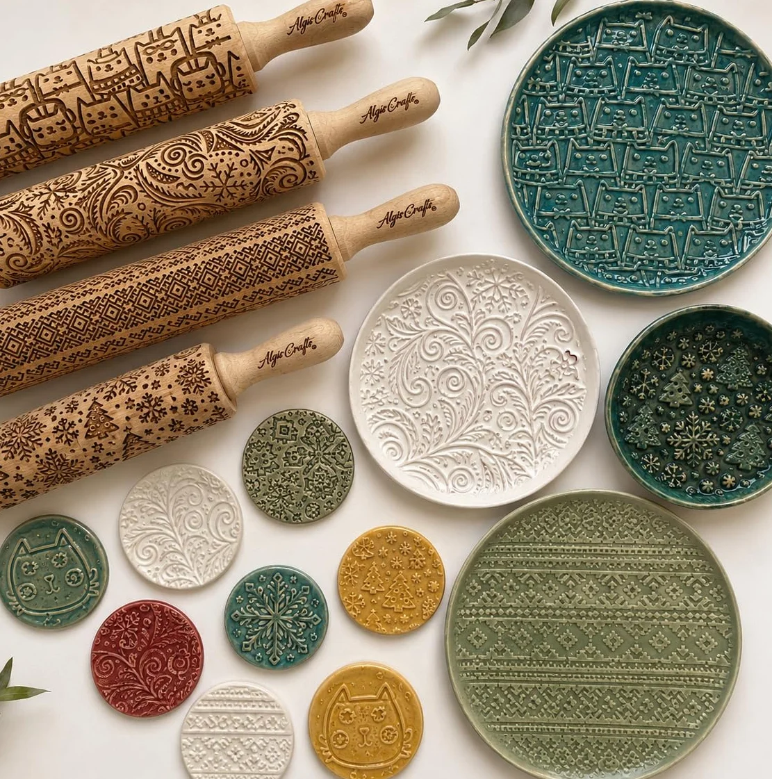 CARDO Mattarello Legno Goffrato | Mattarello Inciso | Rullo per Biscotti e per Modellare | Mattarello Decorativo per Biscotti di Algis Crafts