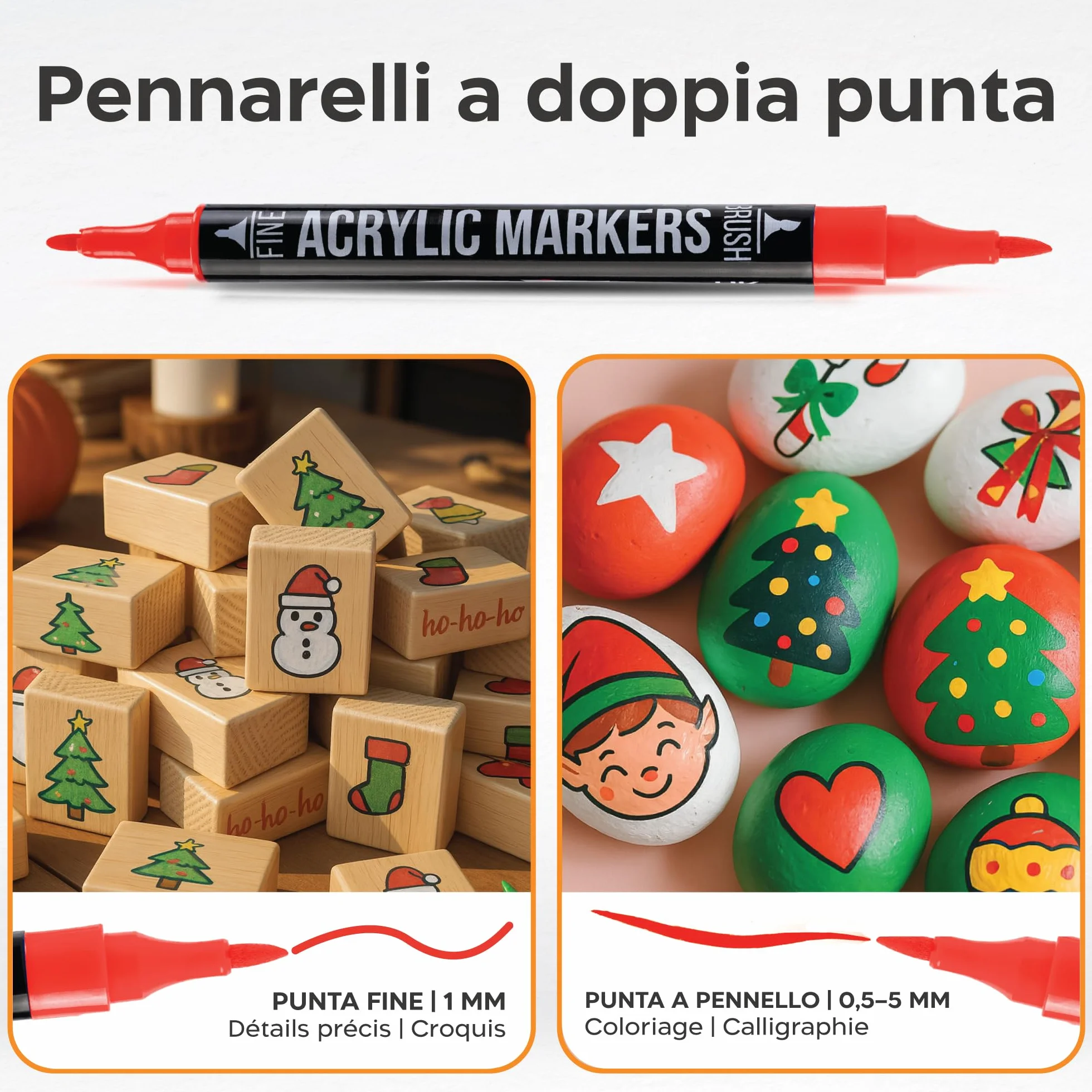 Zenacolor Pennarelli Acrilici Doppia Punta 72 Colori per Vetro e Sassi