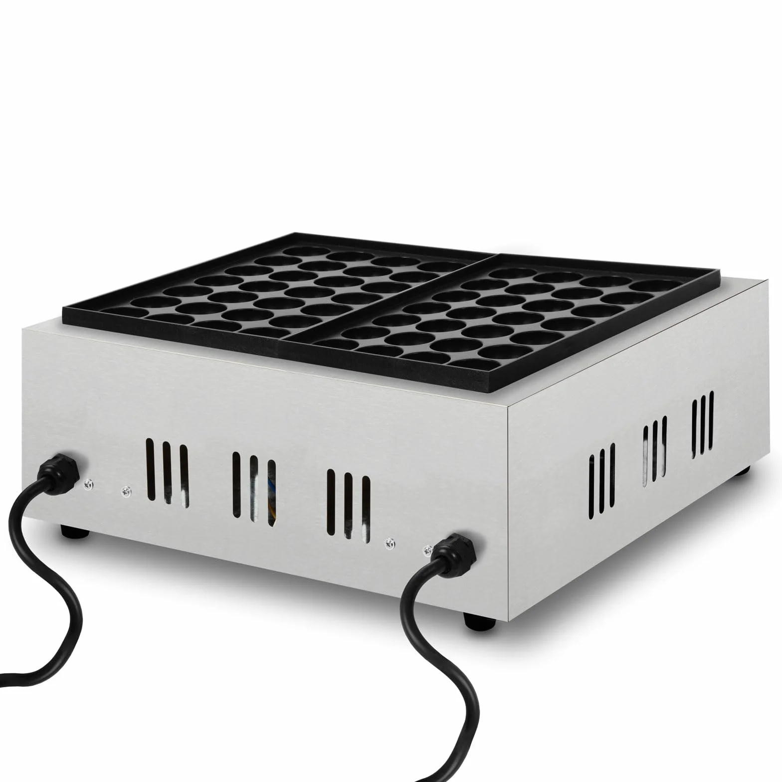 Vertes Takoyaki Maker 4000W Grill Acciaio Inox 2x300°C Piastra Ghisa Antiaderente 56 Cavità