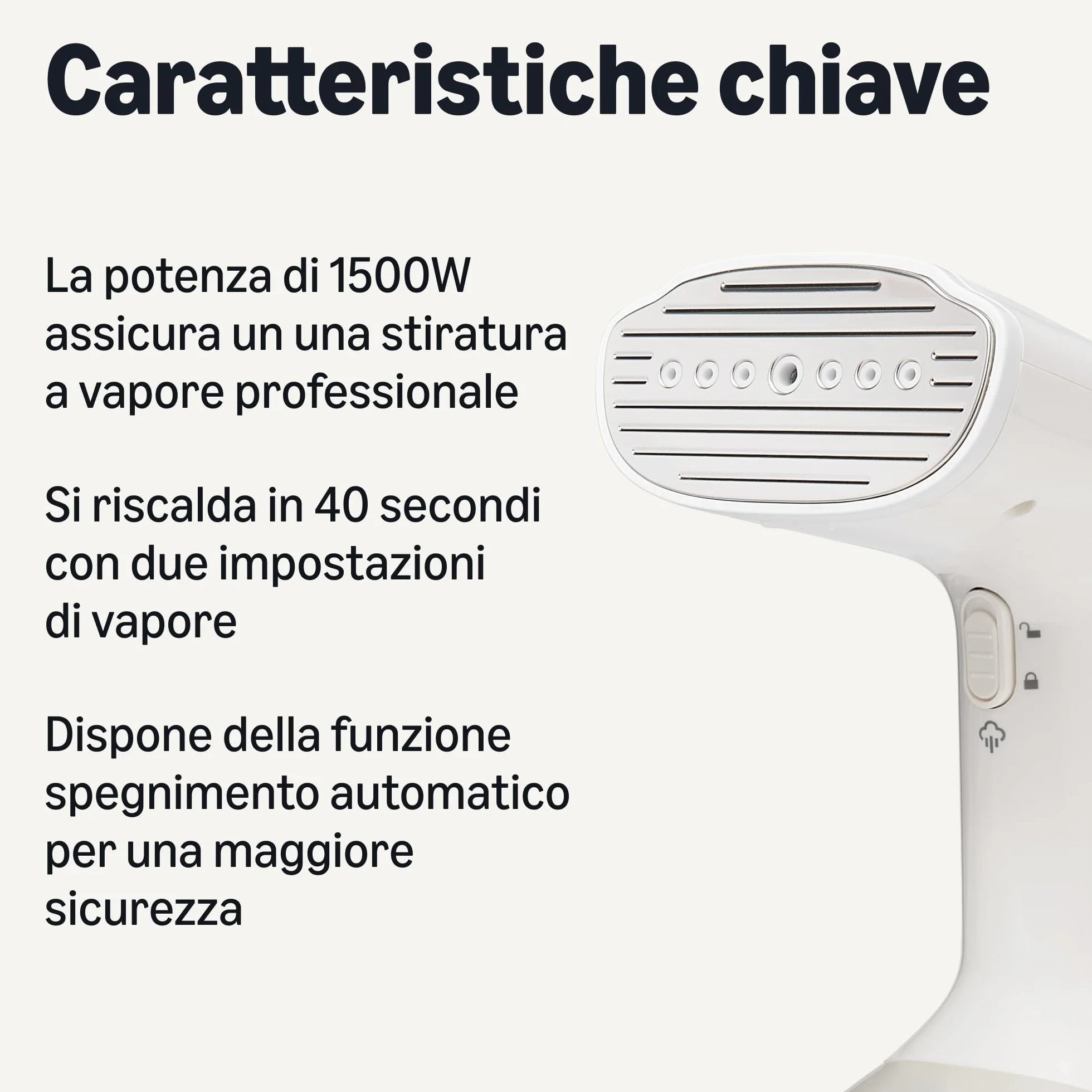 Amazon Basics Turbo Extreme Steam Ferro da stiro a vapore verticale portatile 1500 W Bianco