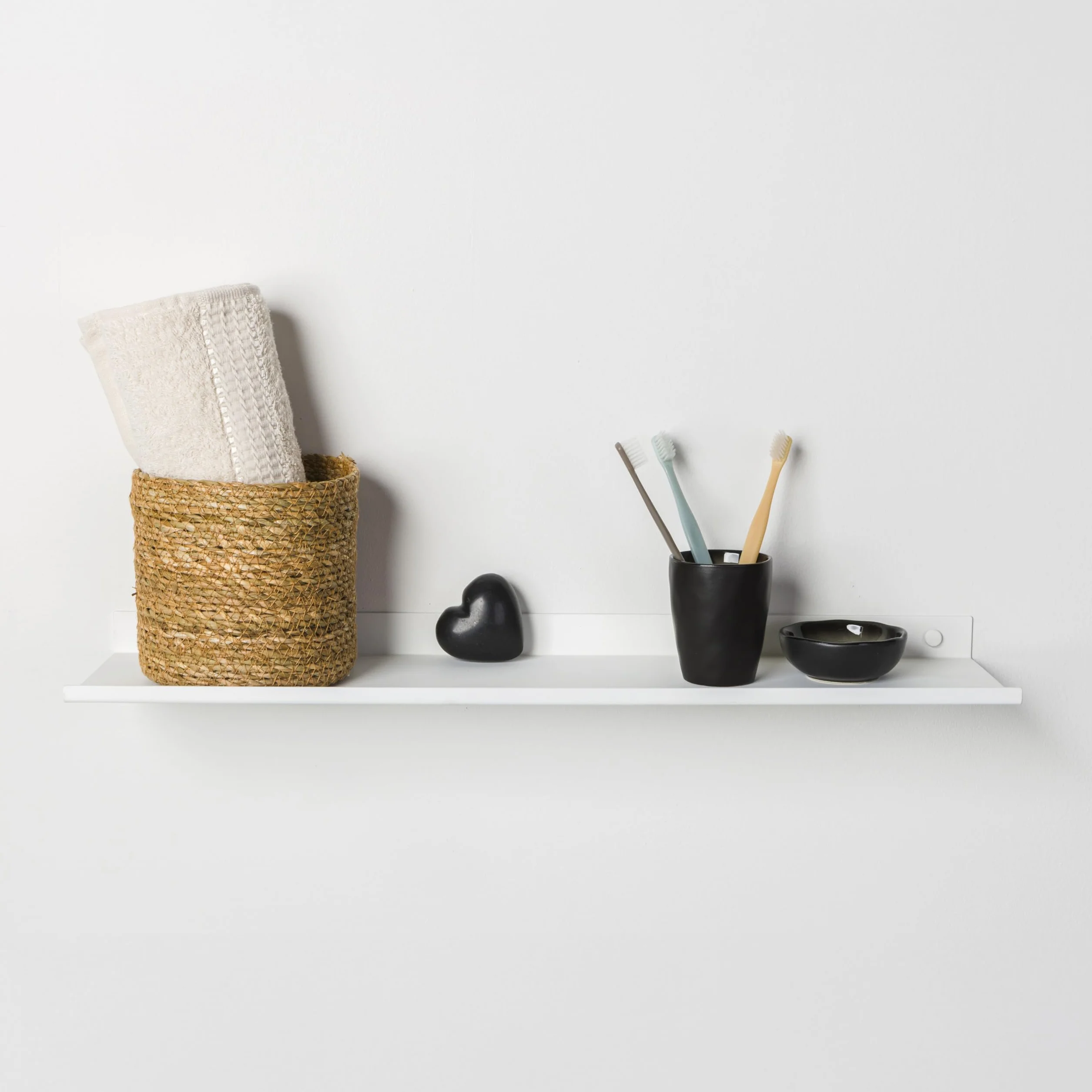 Mensola da Bagno in Metallo Verniciato 60x3x14 cm Bianco Design Moderno