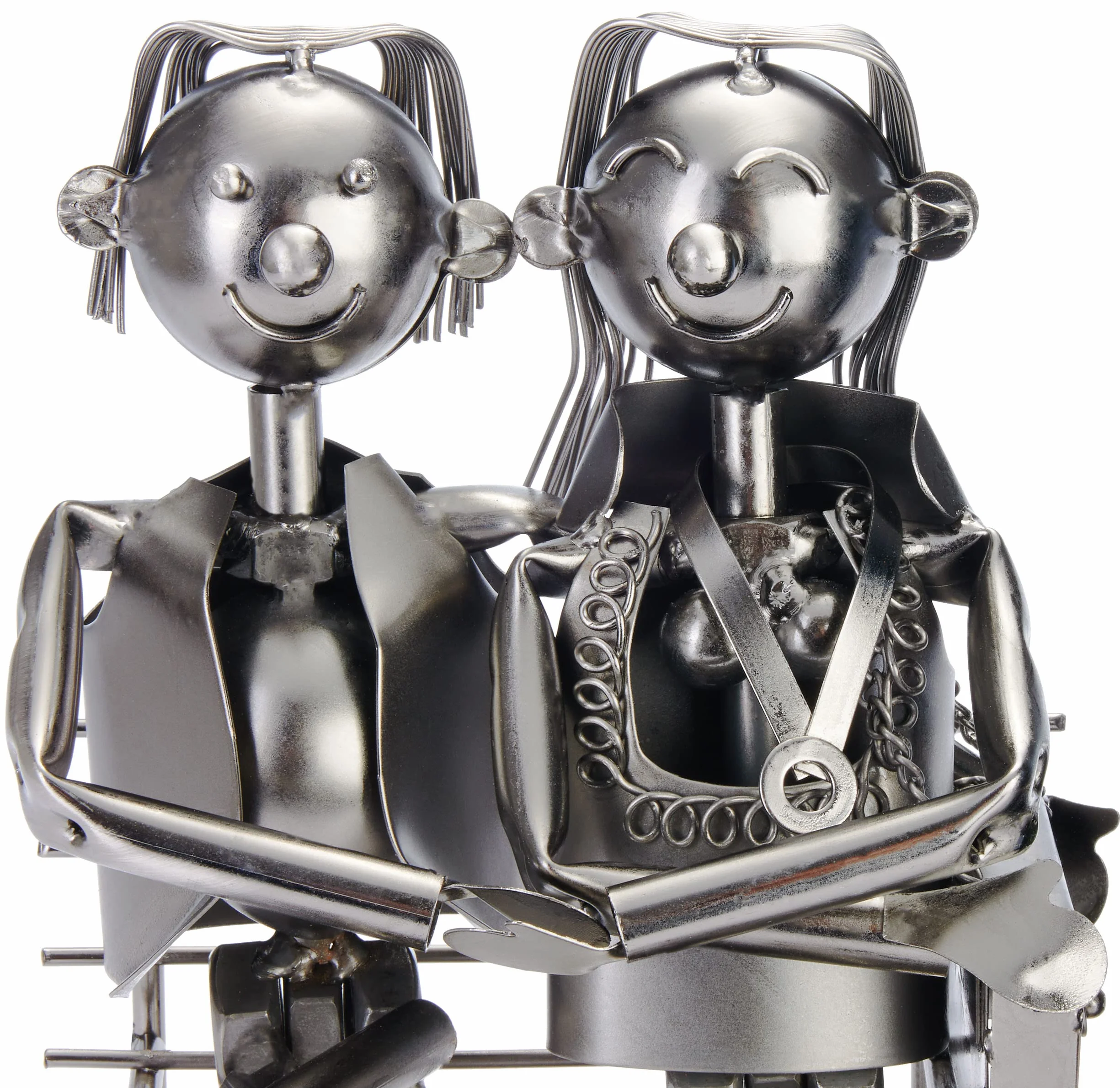 BRUBAKER Portabottiglie Amanti sulla Panchina Argento Figura Amore in Metallo Regalo Coppie Sposate