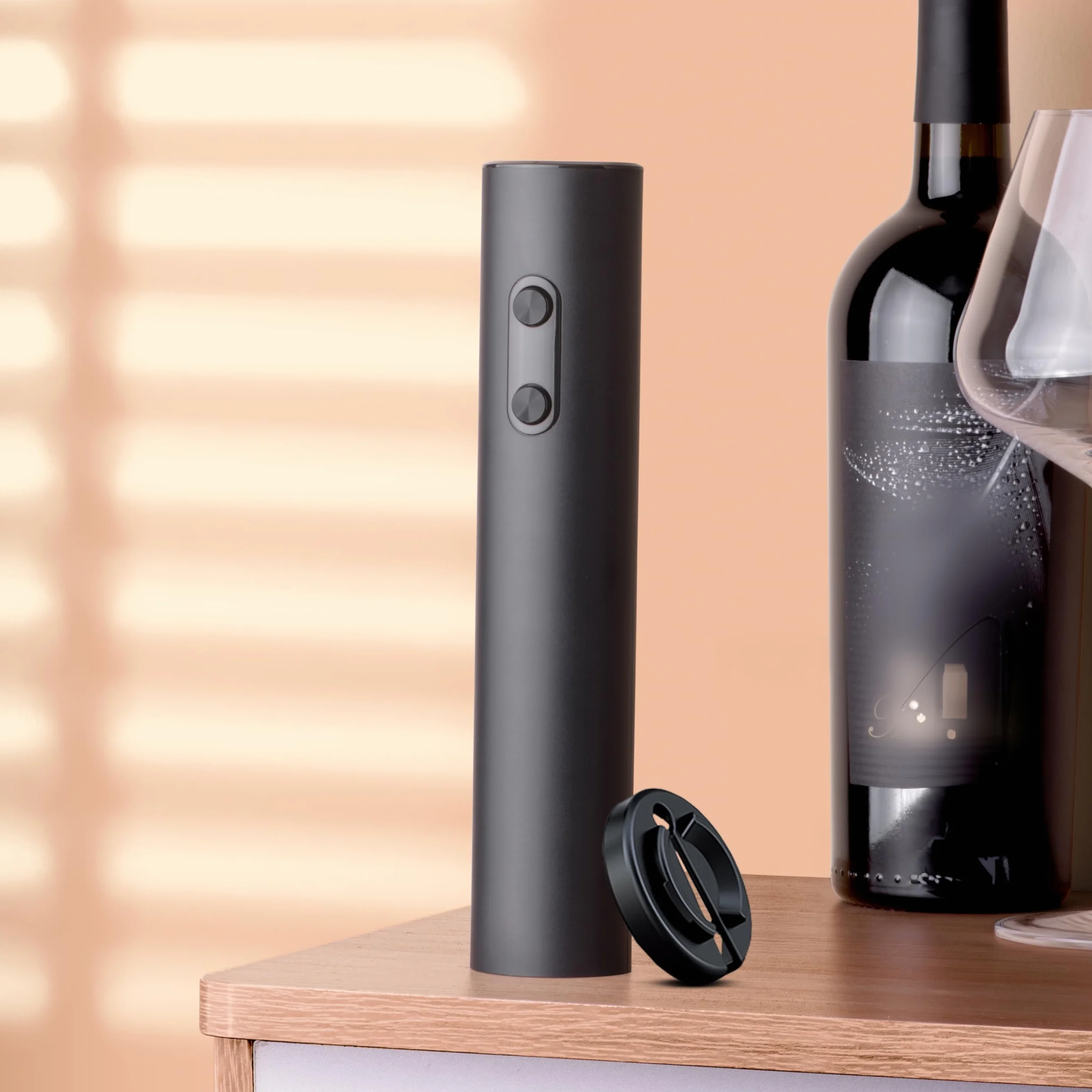 Cavatappi Elettrico Automatico Professionale per Vino (Nero, con Taglia Capsule)