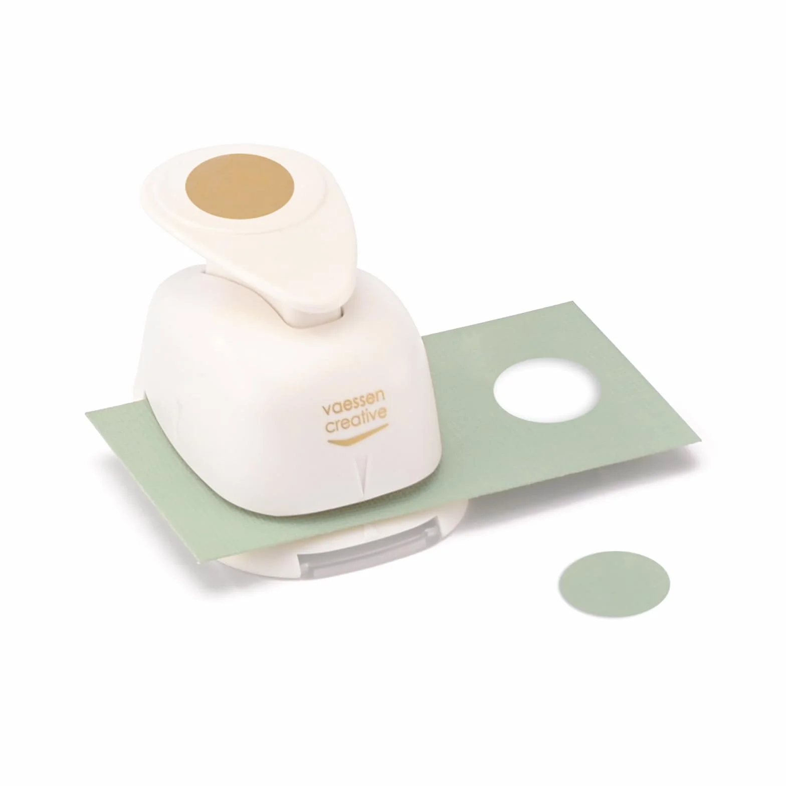 Vaessen Creative Fustellatrice per Carta Set 5 pz-Forme Geometriche-Ø, 2 x 1,9 cm, 1,8 cm, 2,3 1,8 x 2,5 cm-Accessori per Fai da Te, Scrapbooking e Biglietti, Bianco-Oro, Vari, 5 unità