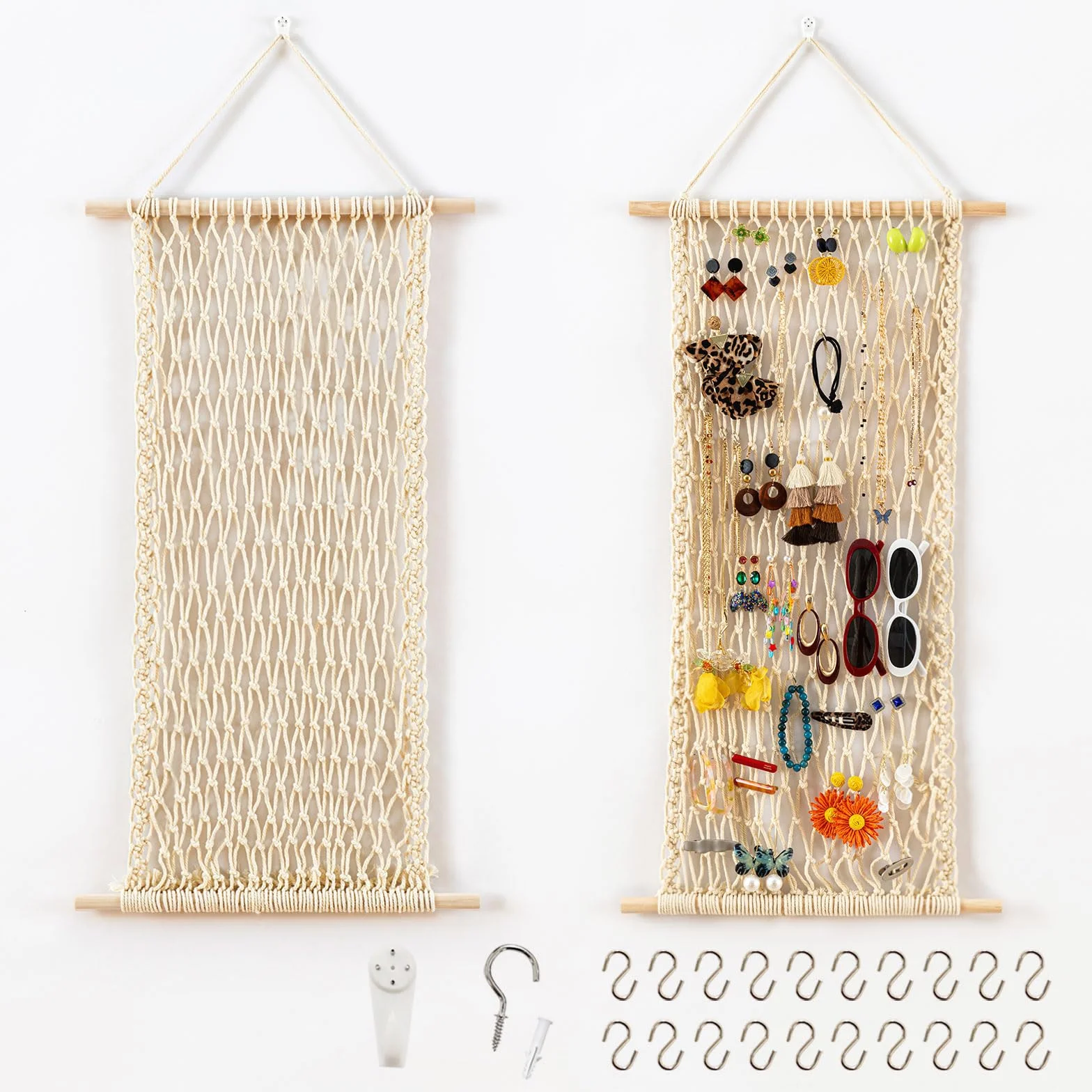 Pretty Jolly Organizer da parete per gioielli con 20 ganci a forma di S, collane, orecchini, bracciali, anelli (giallo)