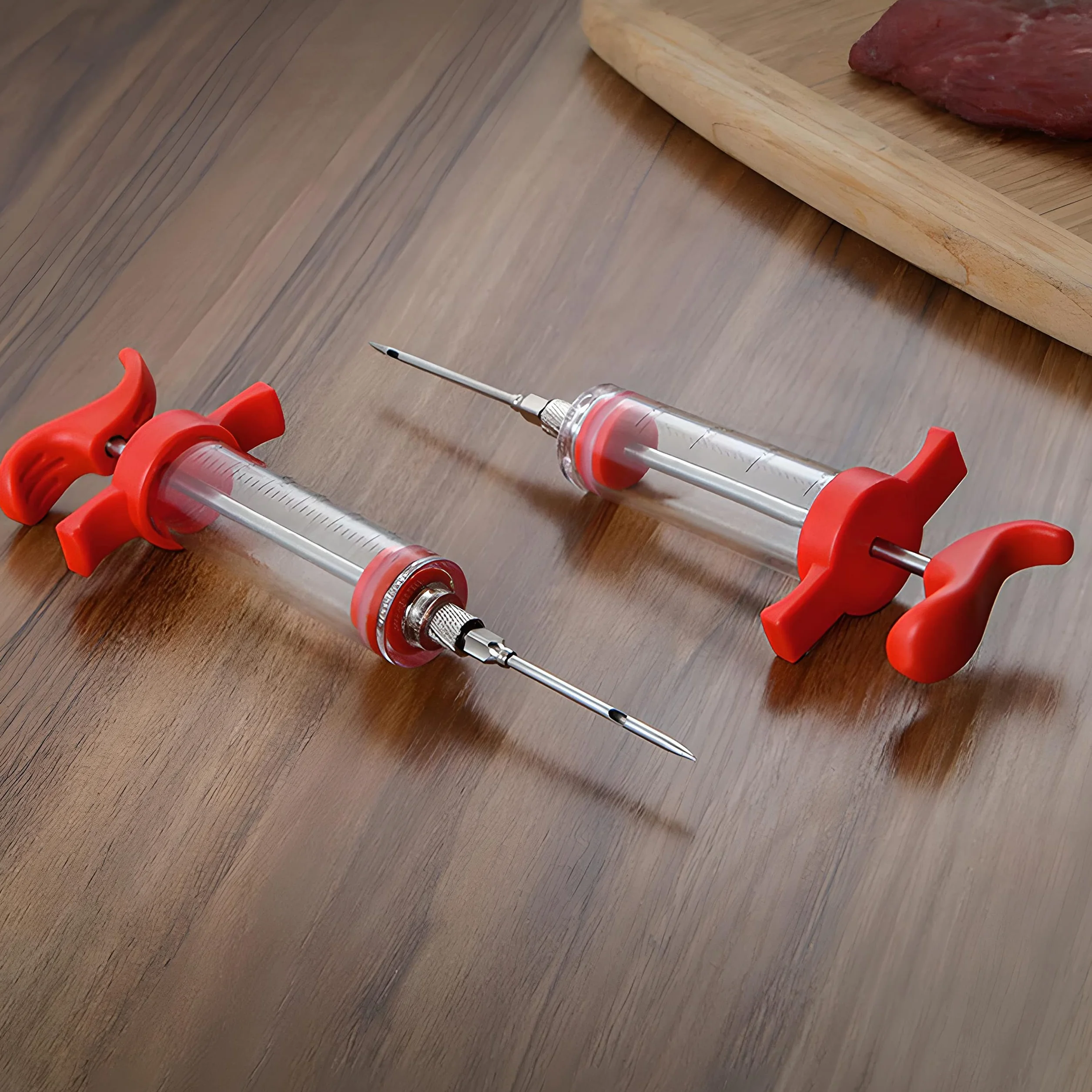 Retoo Siringa per Carne in Acciaio Inossidabile 30ml con 3 Aghi per Marinata BBQ Iniettore Alimentare