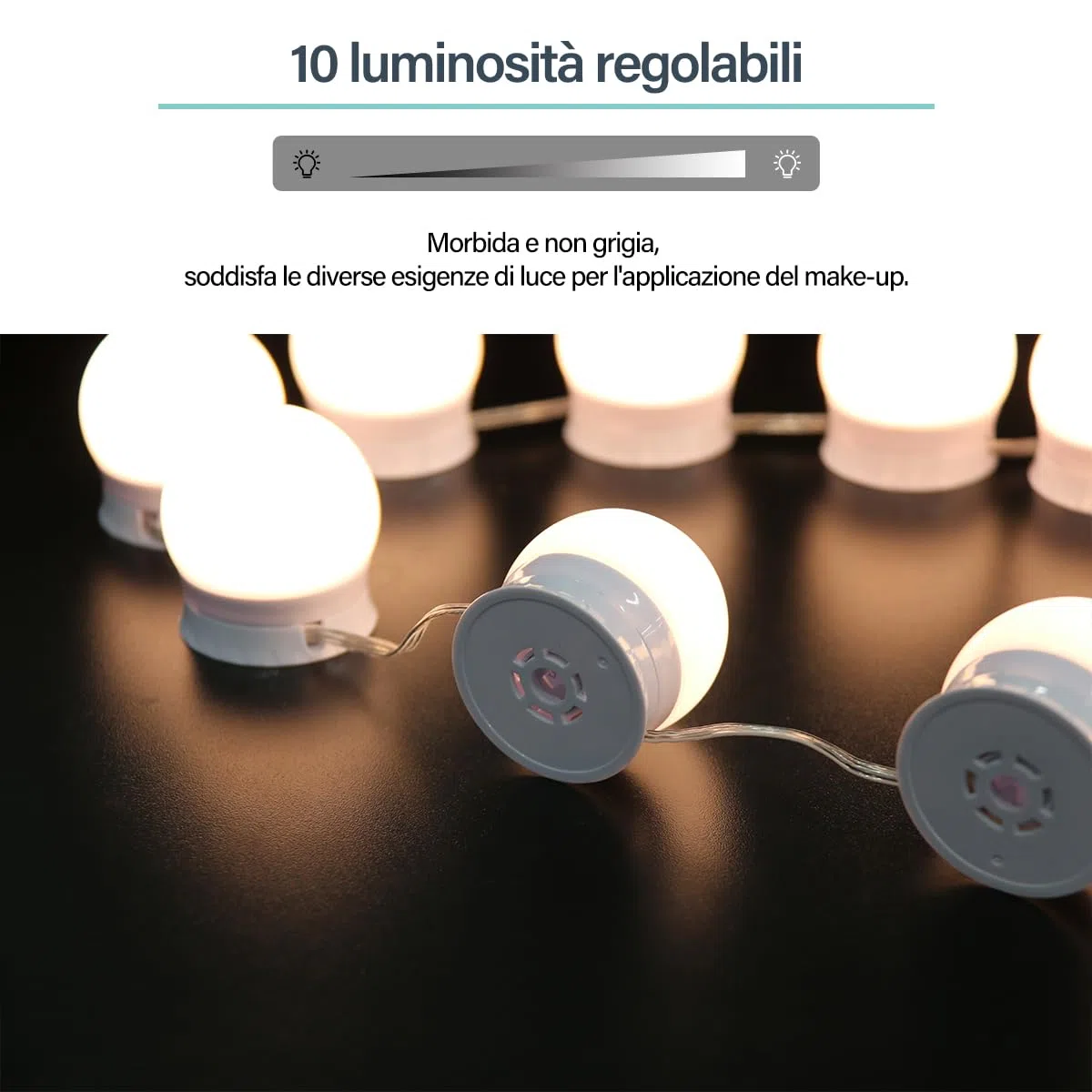 SONNI Toeletta Trucco con Luci, Tavolo da Trucco con Specchio e Sgabello,con Lampadine Luce a 3 Toni Luminosità Regolabile LED 108x40x140cm Bianco