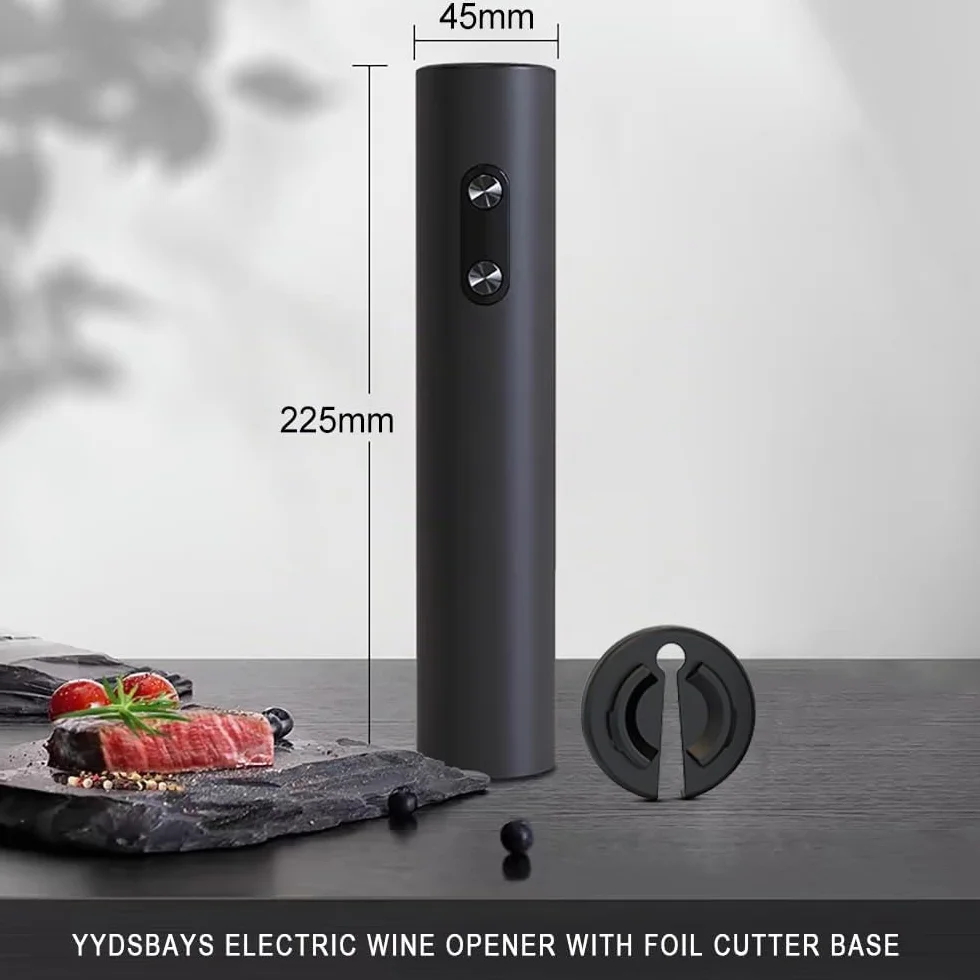 Cavatappi Elettrico Automatico Professionale per Vino (Nero, con Taglia Capsule)