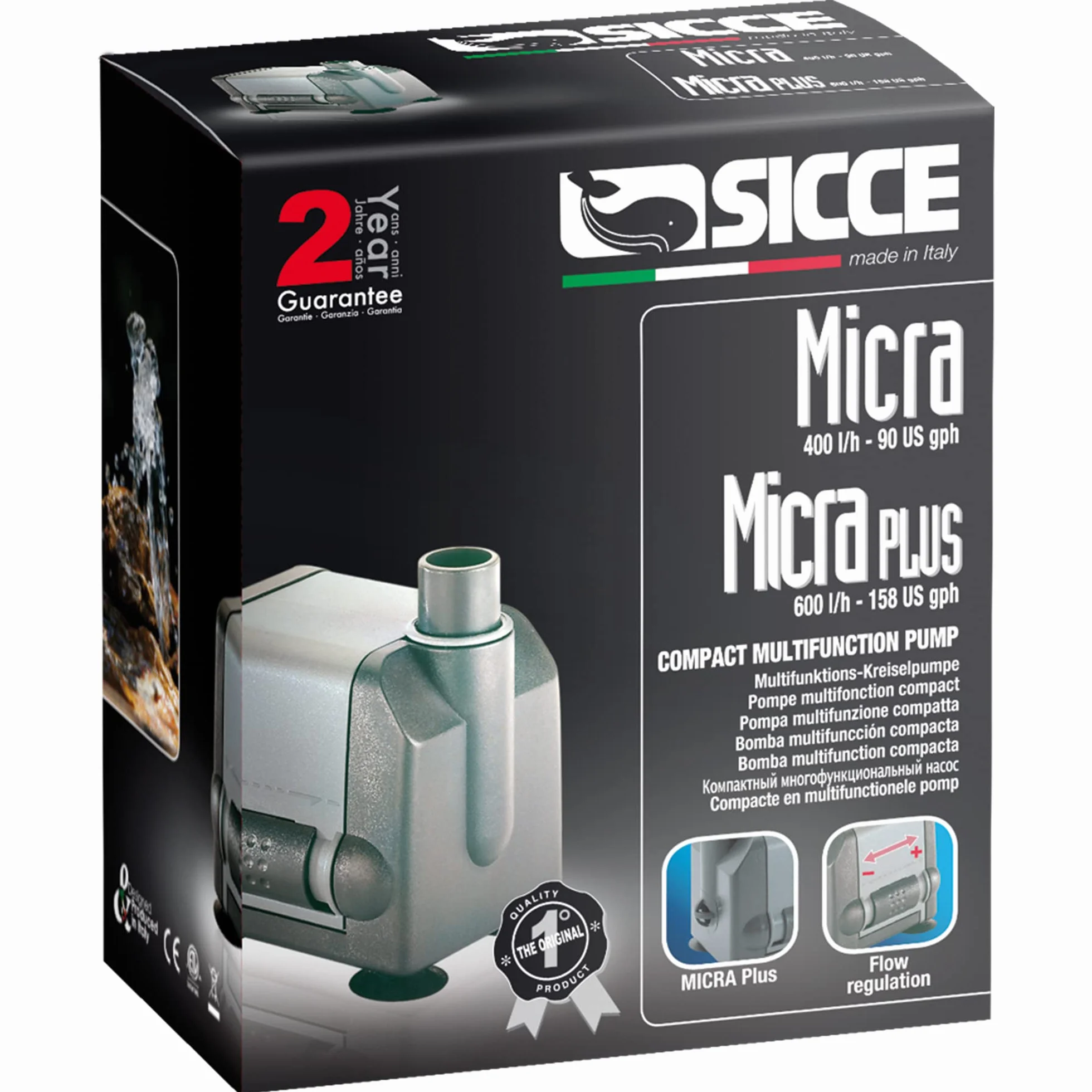 Sicce Pompa di Ricircolo dell'Acqua Micra Plus 6 W 400 L/h Sommerso