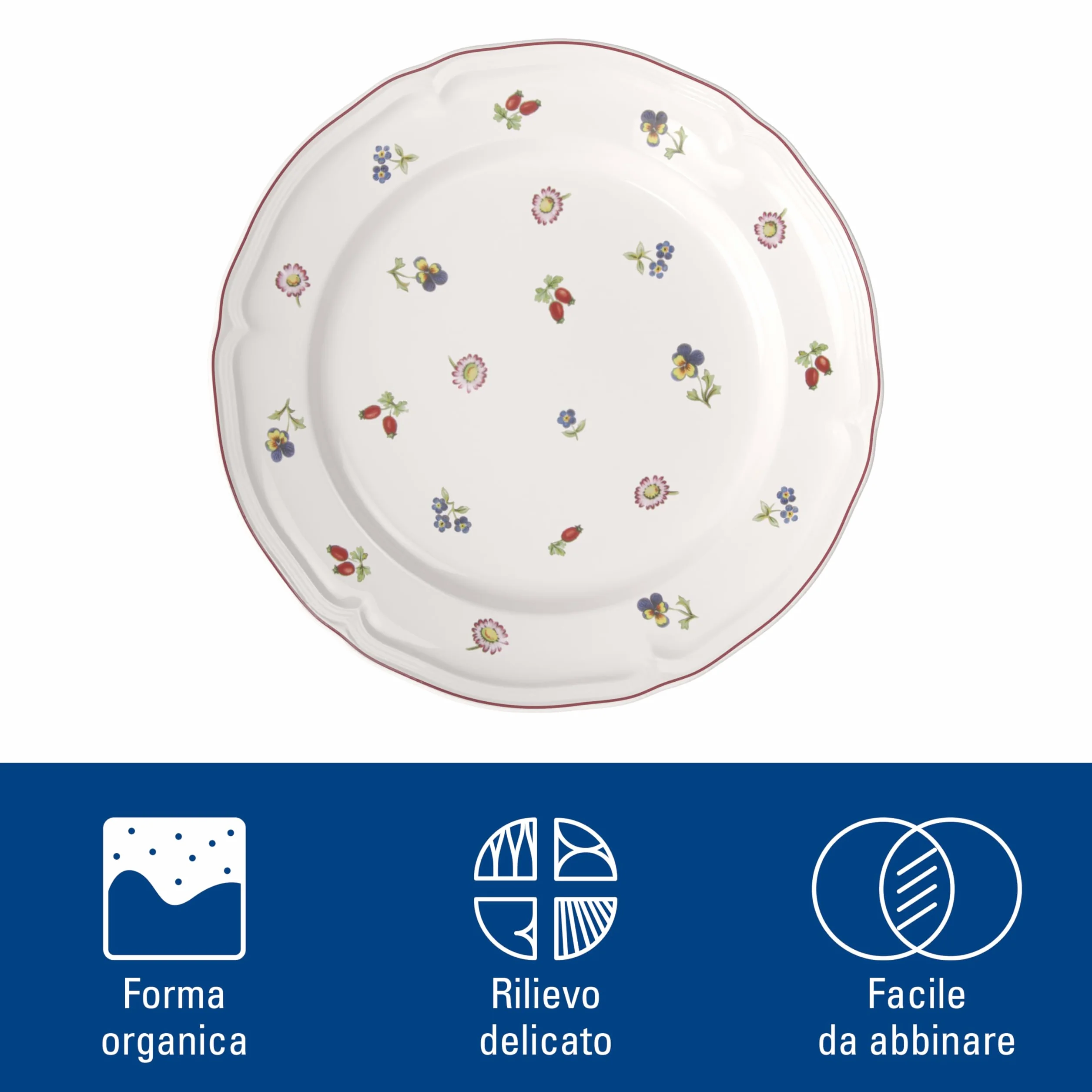 Villeroy & Boch - Petite Fleur Piatto Piano Bianco, Lavabile in Lavastoviglie, Adatto per Microonde, Stoviglie, Piatto Ceramica, Porcellana Premium