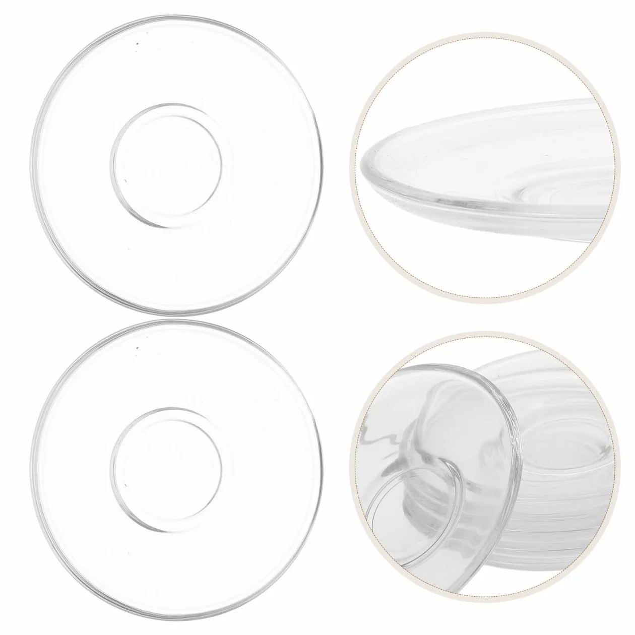 ULTECHNOVO 6 sottobicchieri decorativi in vetro trasparente, set di piattini rotondi per tazze da dessert snack, protezione da tavolino dal design elegante