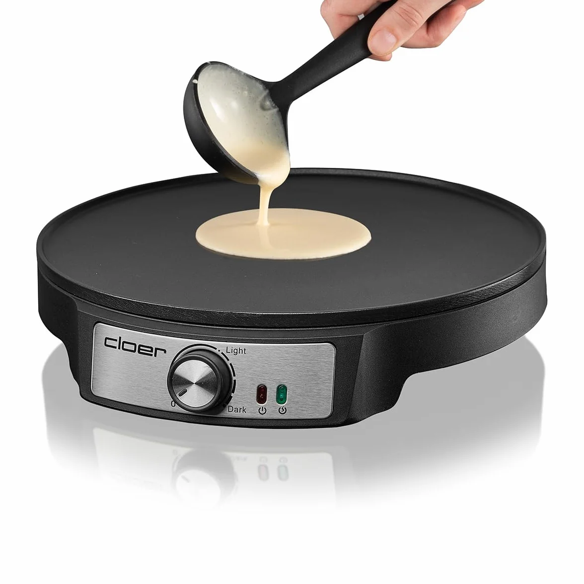 Cloer 6620 Crepiera Elettrica 29 cm 1200 W, rivestimento antiaderente, nero