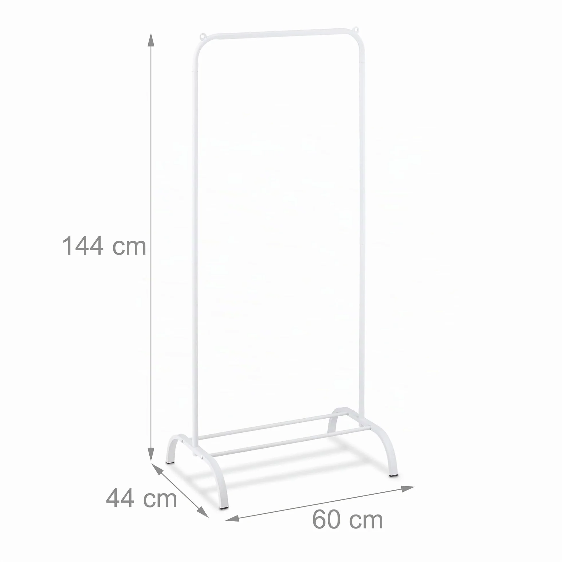 Relaxdays Stand Appendiabiti con Ripiano Porta Scarpe, Asta Attaccapanni da Camera e Ingresso, HLP: 144x60x44 cm, Bianco