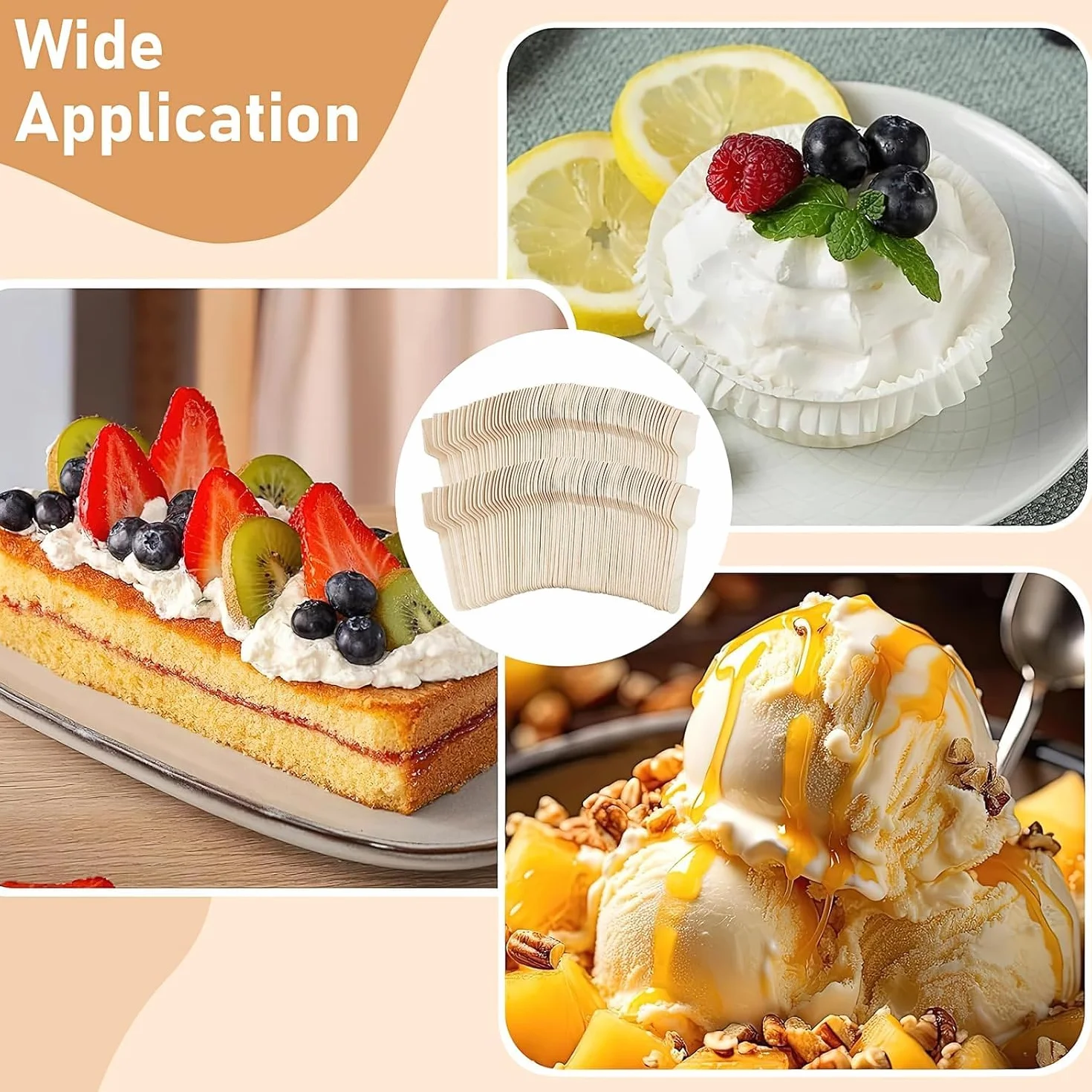 Mini cucchiai in legno da 9,5 cm usa e getta per gelato yogurt dessert 1000 pezzi