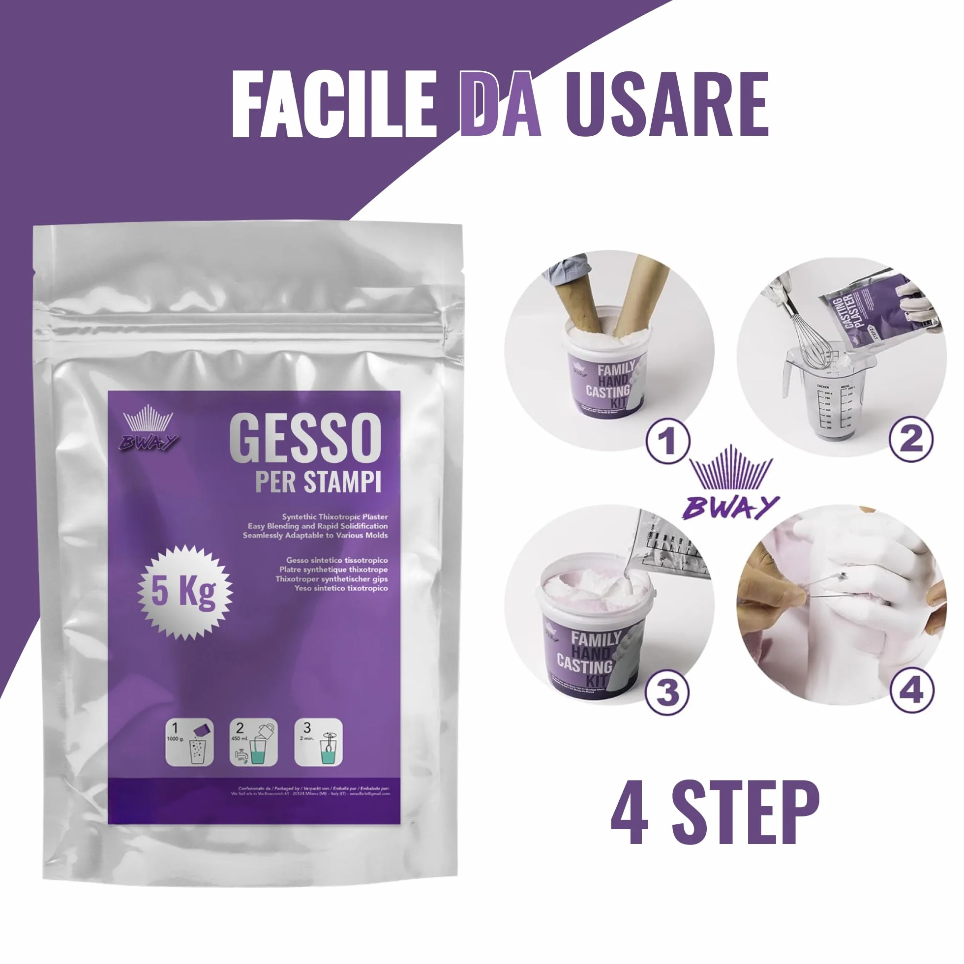 BWAY Gesso per Stampi in Polvere di Ceramica Bianca 5 kg