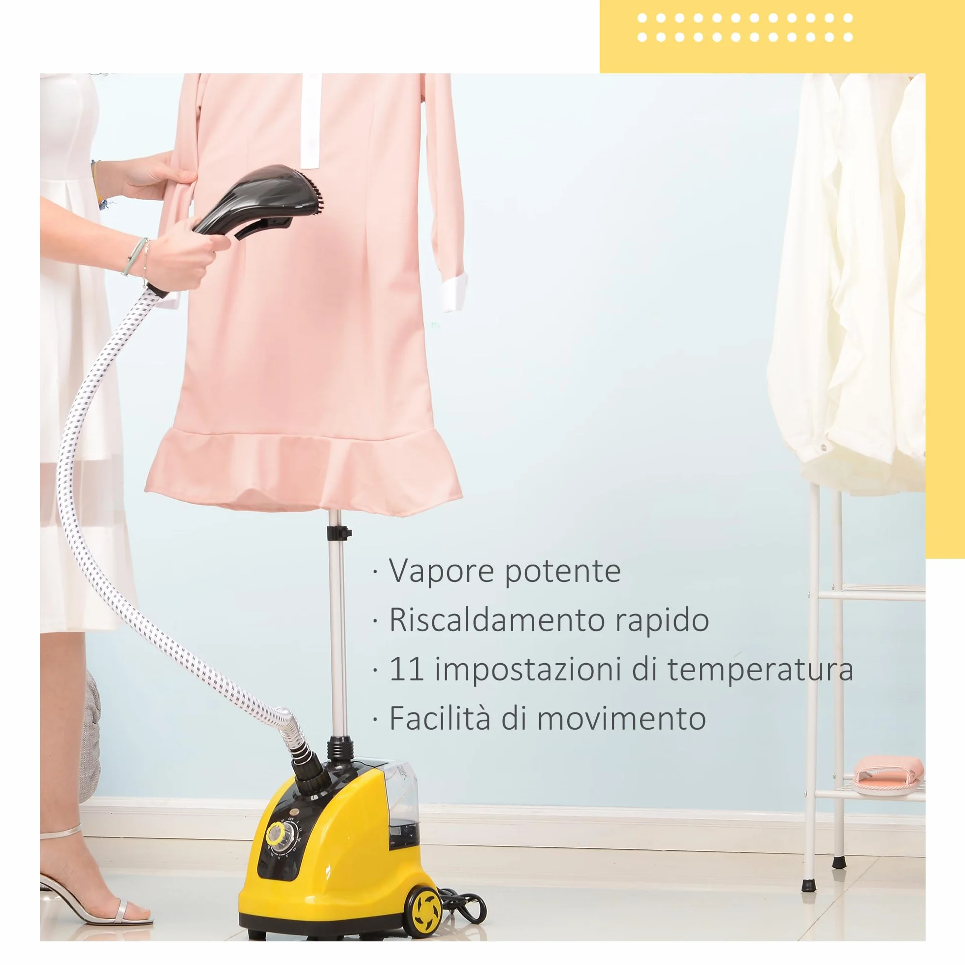 HOMCOM Stiratrice a Vapore Verticale 1.4L 1950W