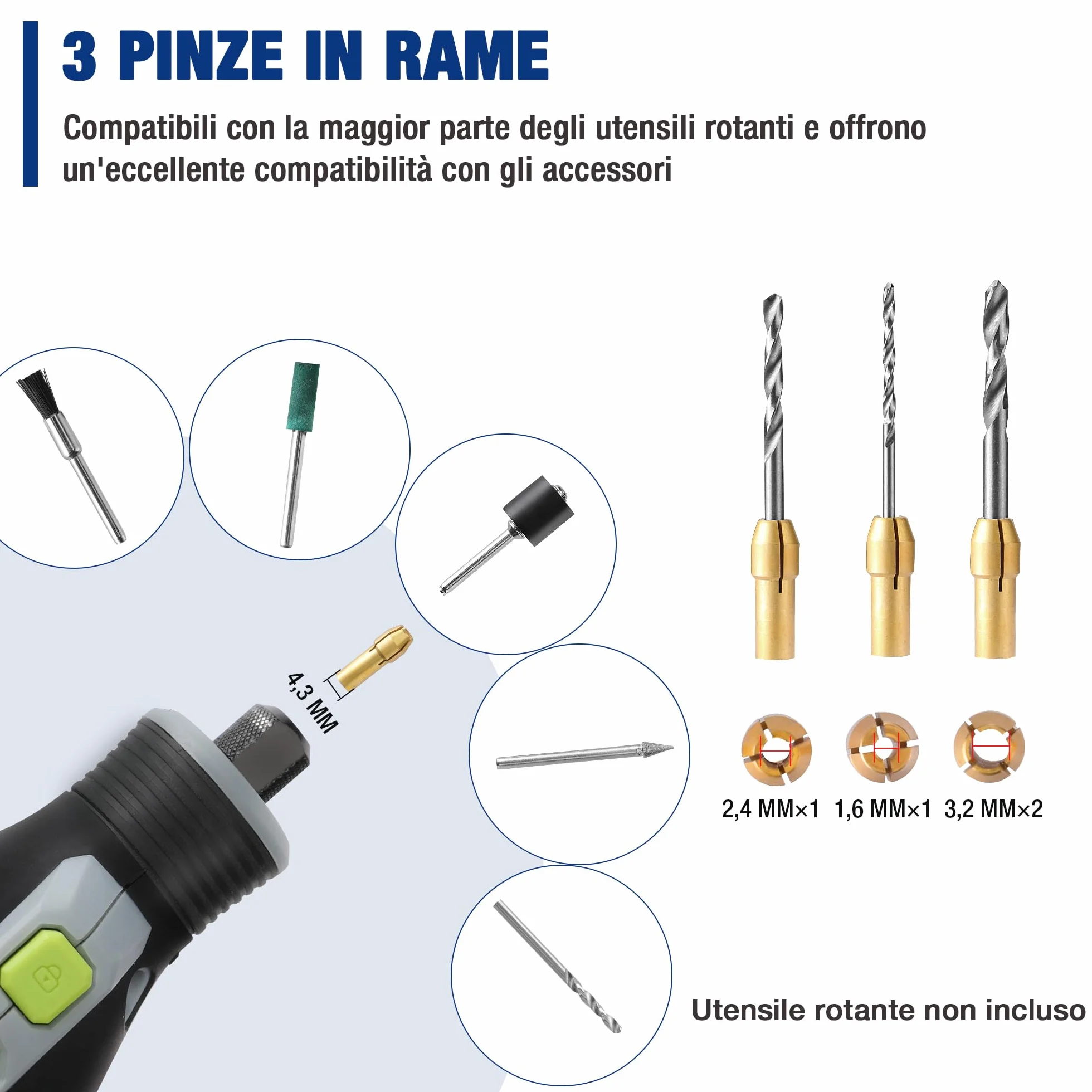 WORKPRO Set 476 Pezzi Accessori Utensili Rotanti Universali Taglio Incisione Smerigliatura