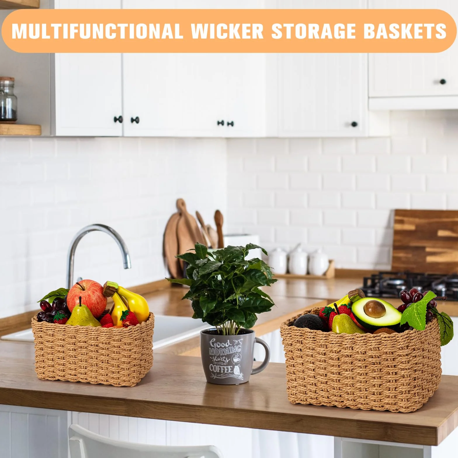 Set di 4 Ceste Portaoggetti in Vimini per Organizzazione e Decorazione