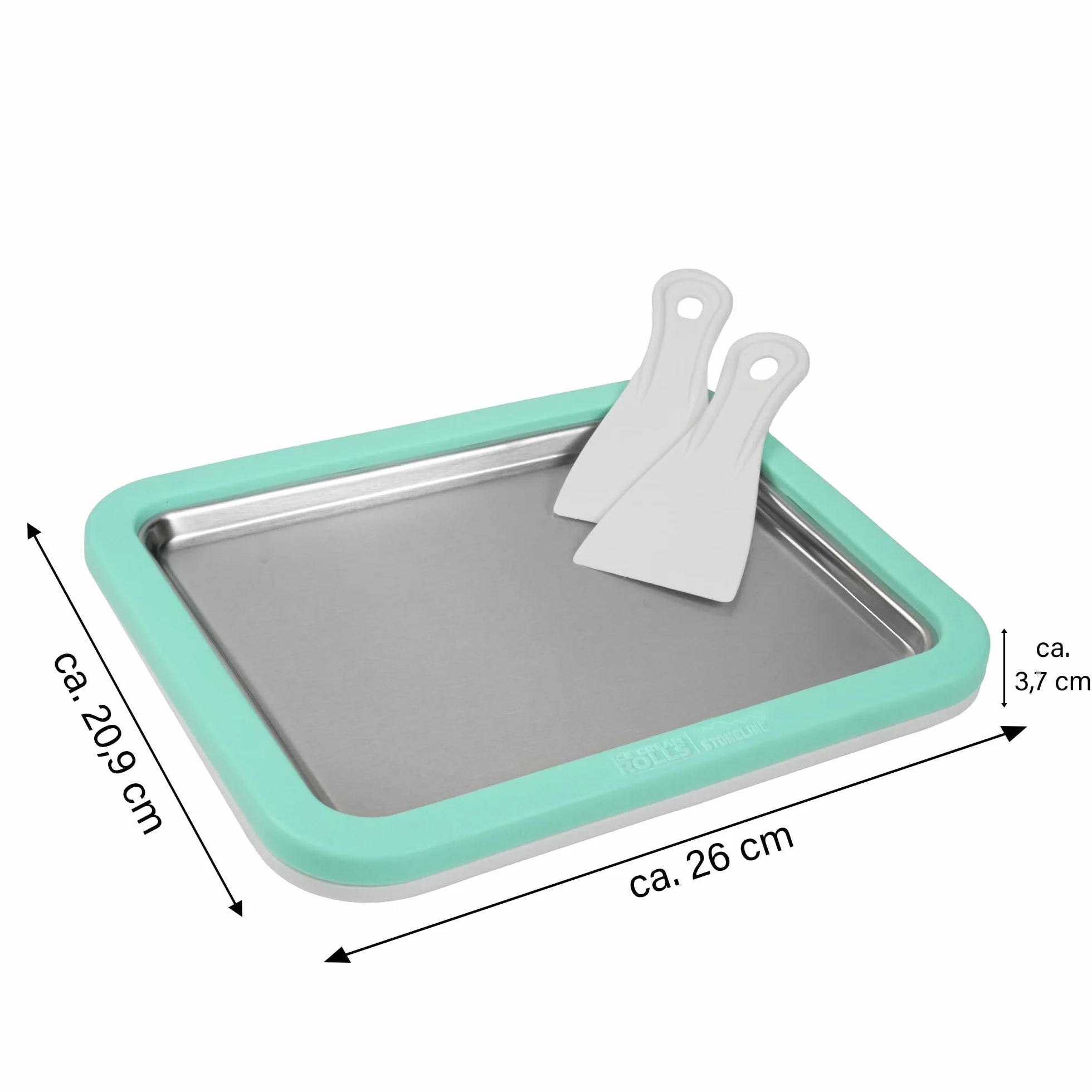 STONELINE by Mr. Ice Cream Rolls ORIGINALE Piastra di Gelato Istantaneo 26x21x3,5 cm con 2 Spatole, Macchina per Gelato Arrotolato
