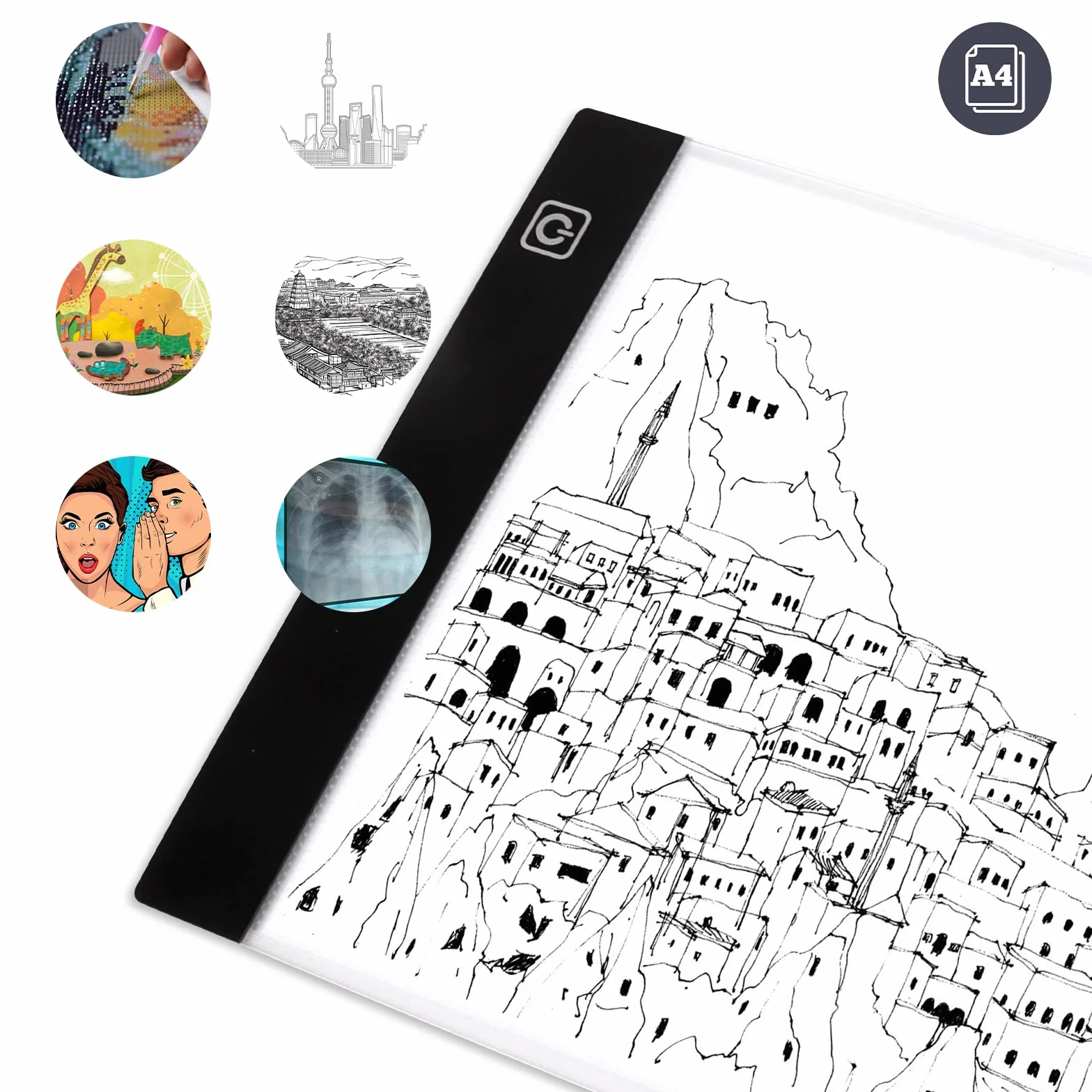 Tavoletta Luminosa LED A4 per Disegno, Light Box con Luminosità Regolabile per Animazione e Schizzi