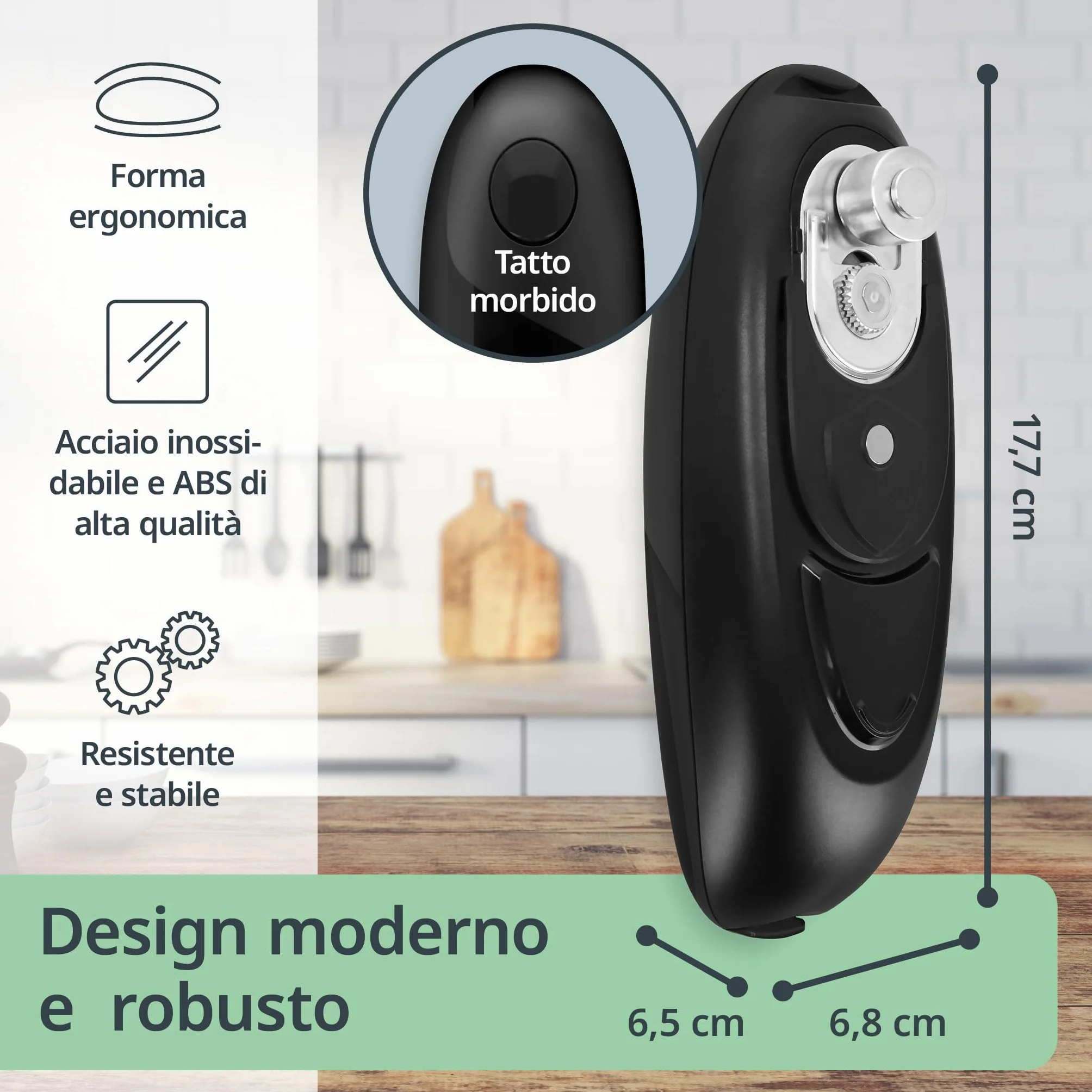 ADE Apriscatole elettrico professionale con magnete e gancio, per anziani, batterie incluse