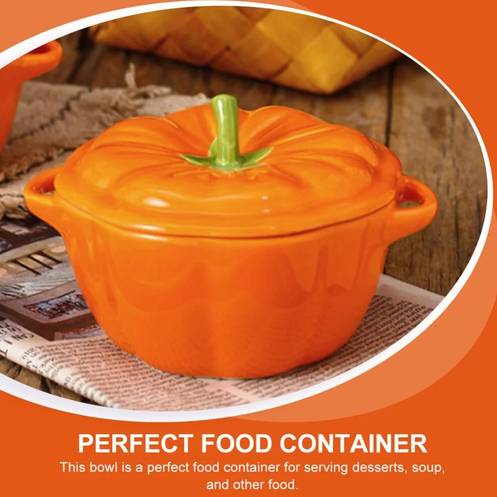 Zucca Cocotte Forno Ceramica Zuppa Terrina con Coperchio Arancione