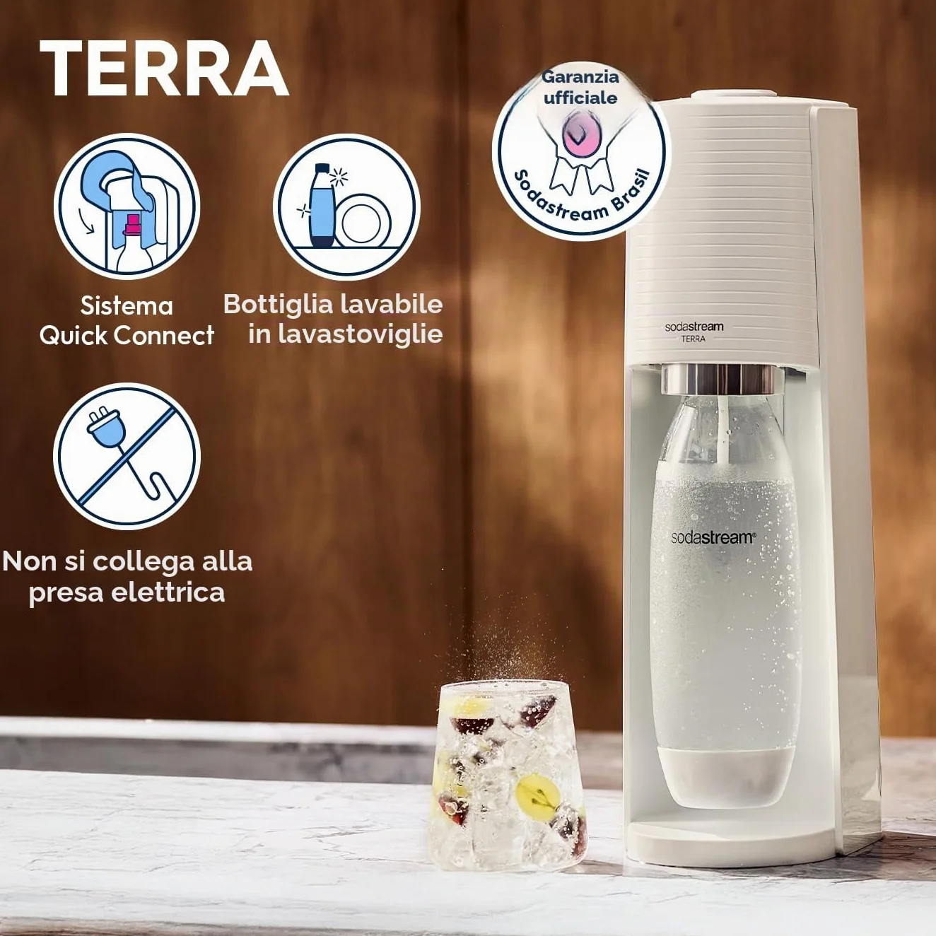 SodaStream Gasatore Terra White z butelką Fuse 1L i cylindrem Quick Connect