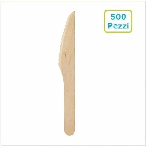 Coltelli in Legno di Betulla VIRSUS 500, Posate Monouso Biodegradabili Compostabili 100% Naturale 16 cm
